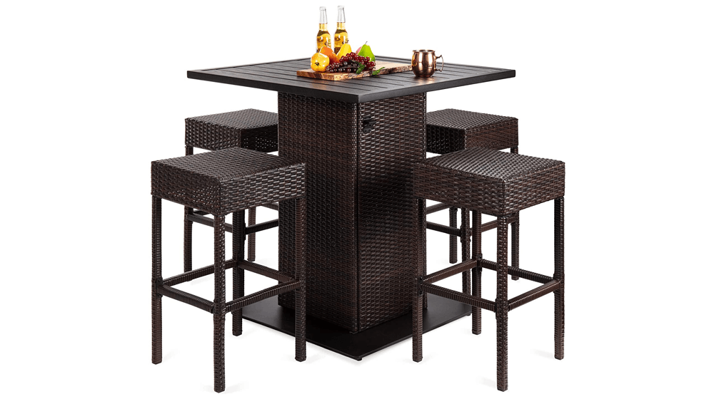 Best Choice Products 5-Piece Outdoor Wicker Bar Table Set for Patio