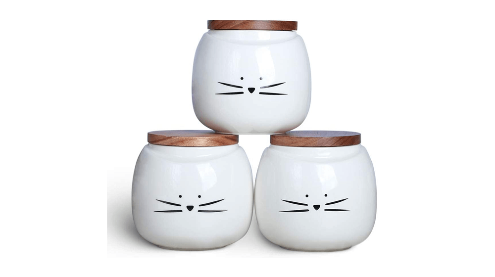 Koolkatkoo Ceramic Cat White Canister Set Coffee Tea Sugar Food Storage