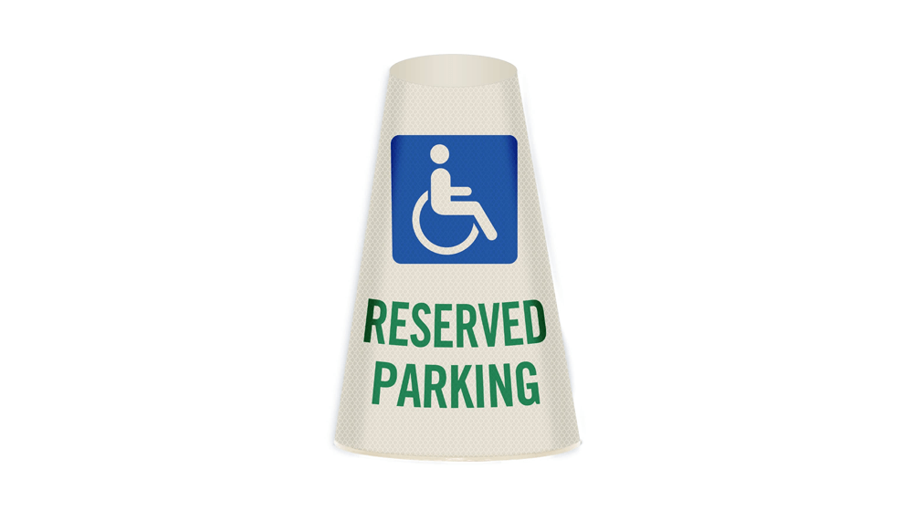 SmartSign “Reserved Parking with Handicapped Symbol” Bright Reflective Cone Message Sleeve