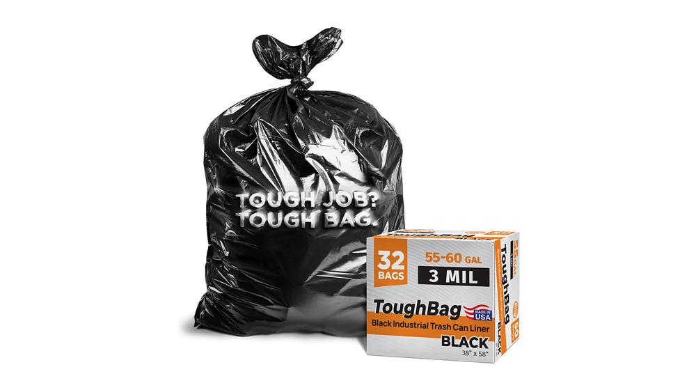 ToughBag 55 Gallon Trash Bags, 3 Mil Contractor Bags