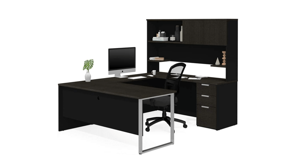 Bestar Pro-Concept Plus U-Shaped Executive Desk with Pedestal and Hutch