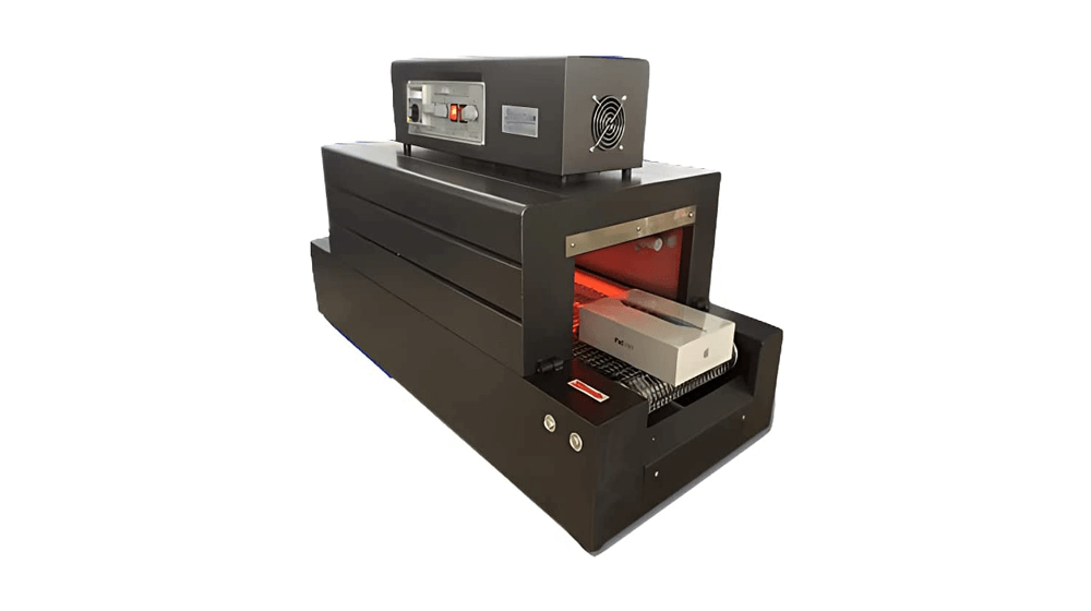 Semi-automatic plastic film shrink wrapping