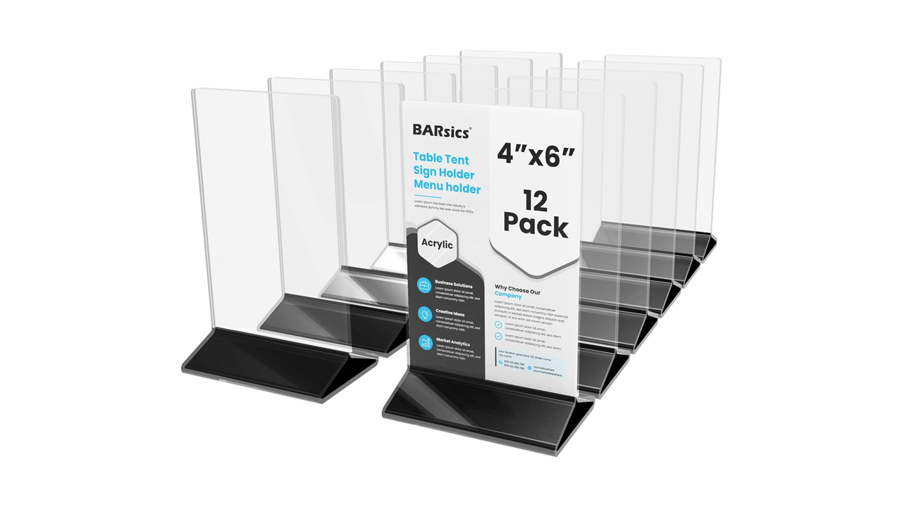 BARsics 4x6 Sturdy Table Tent Menu Holder