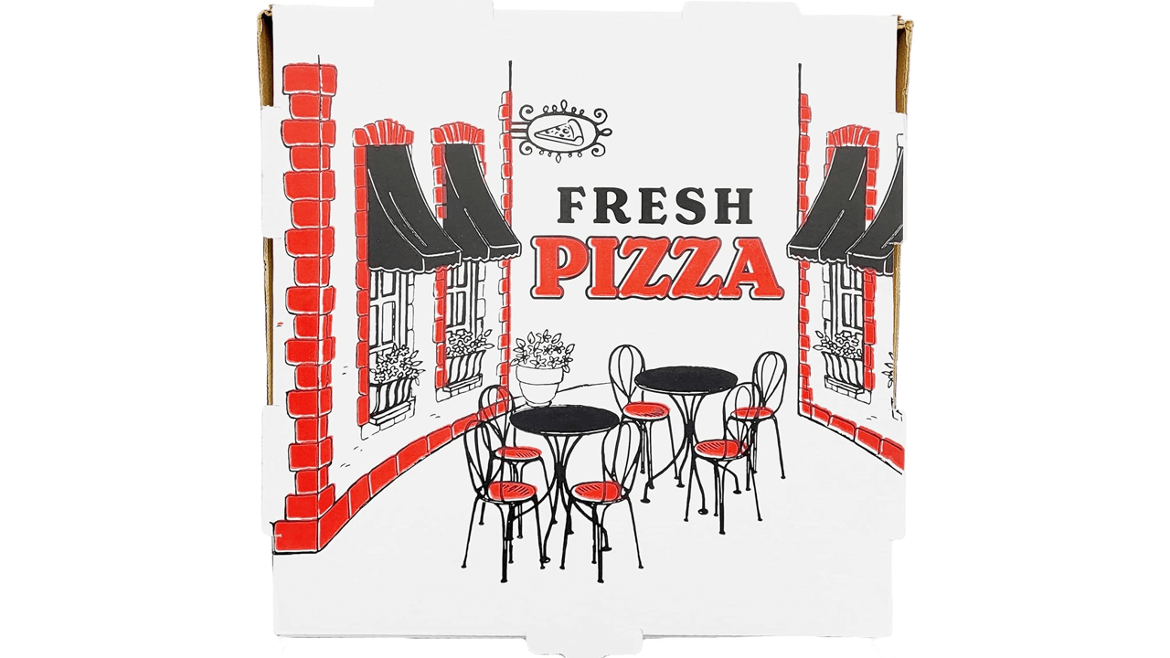 Bits N Things 12-inch Length x 12-inch Width x 2-inch Depth Corrugated White B-Flute Pizza Box Fresh Pizza Design