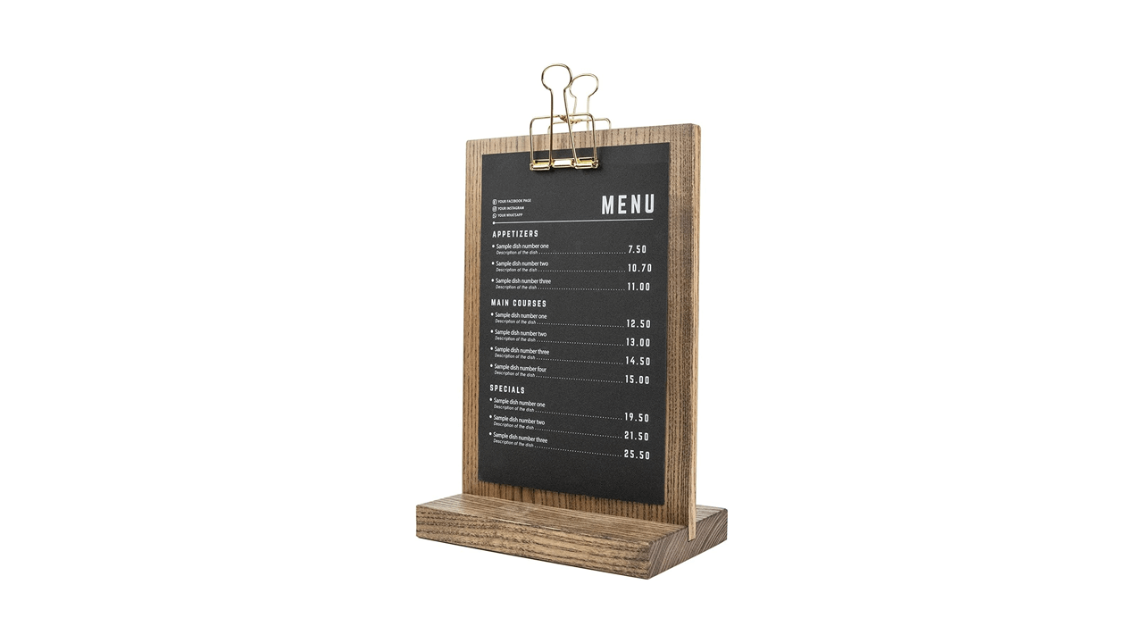 Custom Wooden Table Signs Stand-Menu Board Clipboard