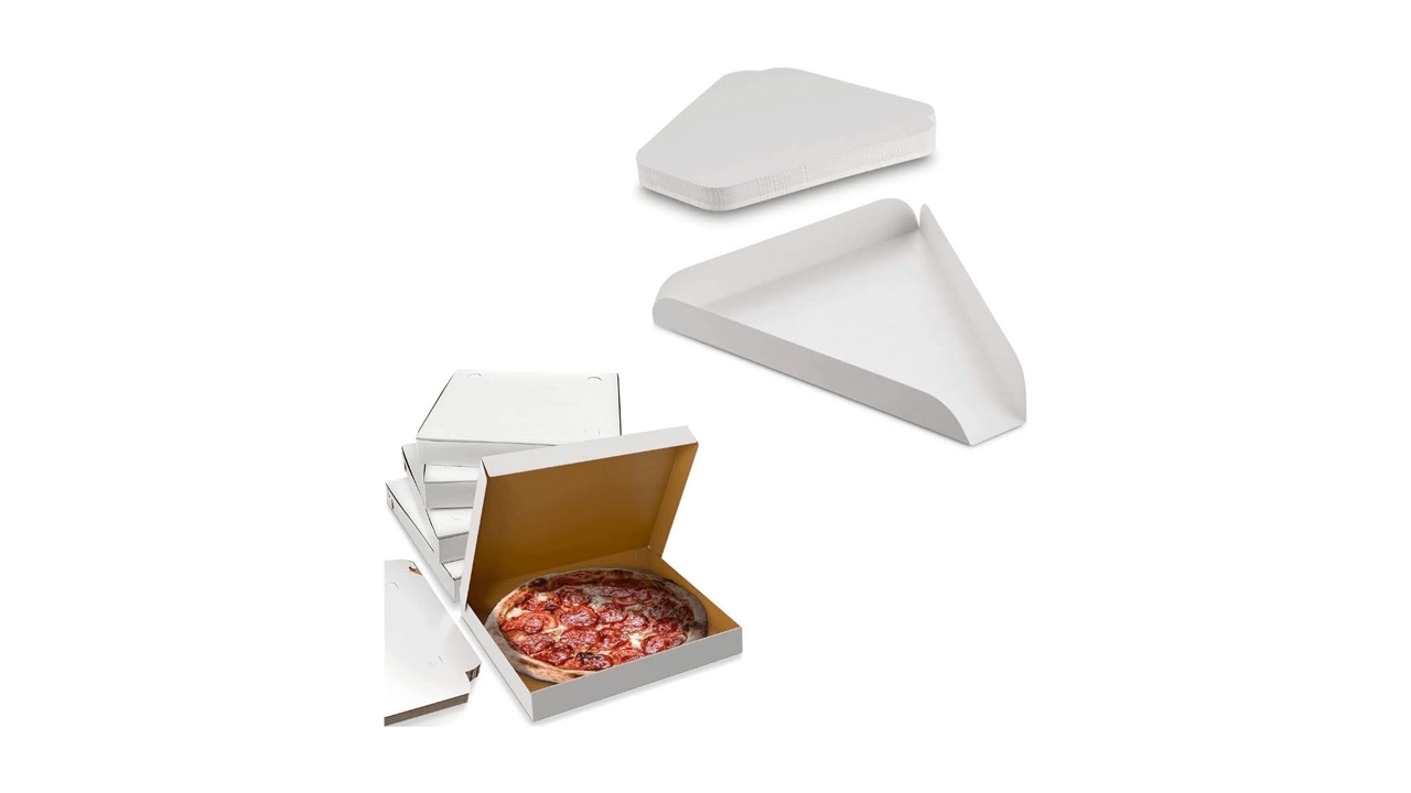 MT Products White Paperboard Single Pizza Slice Wedge Tray