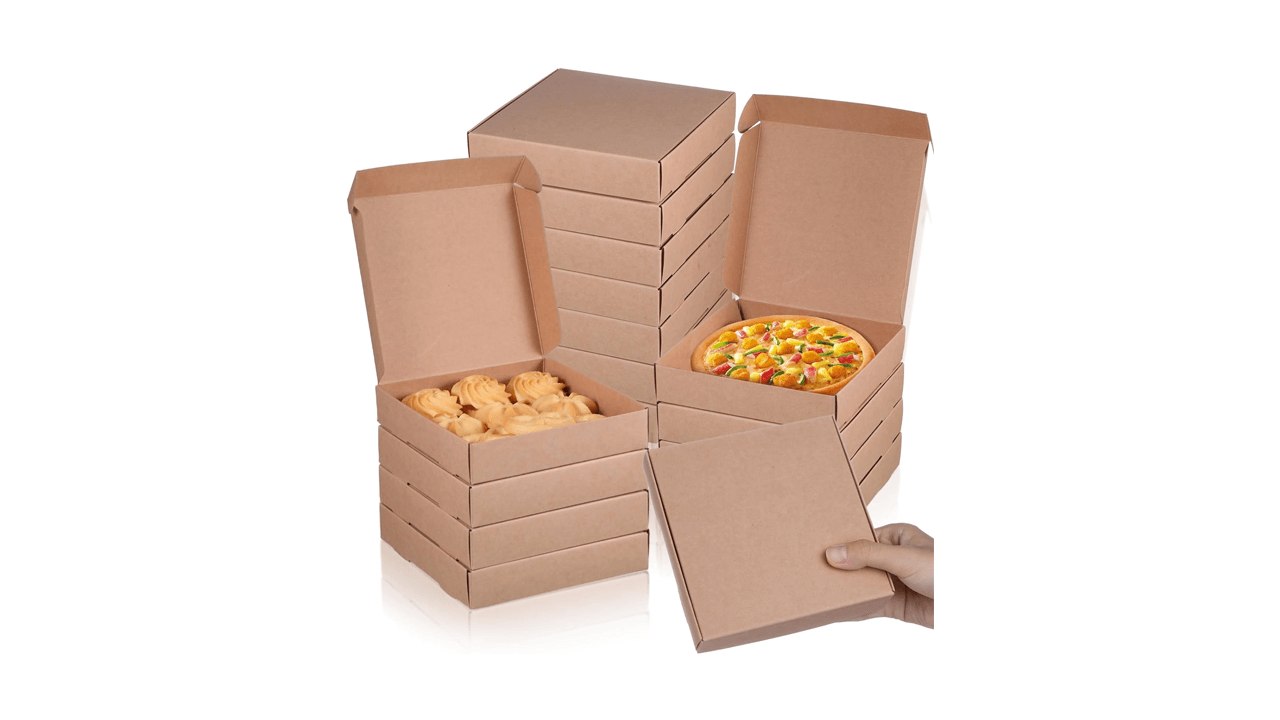 Roshtia 100 Pack Kraft Mini Pizza Boxes Party Small Pizza Boxes