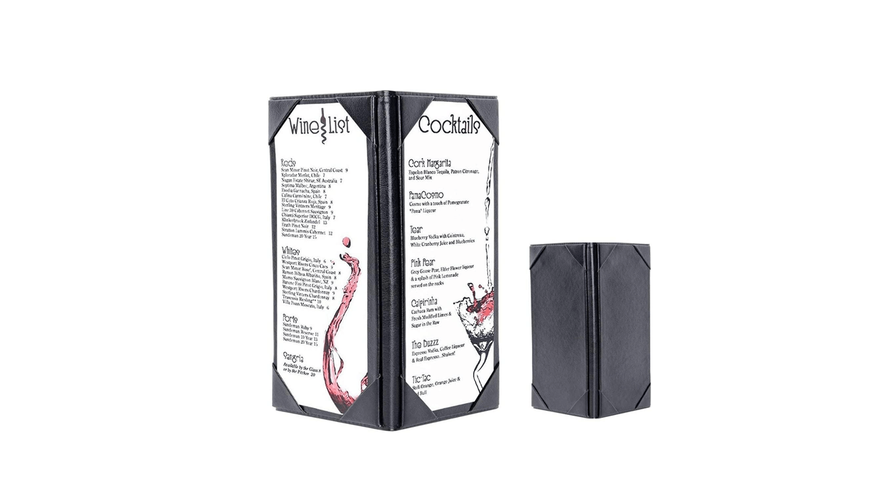 WFD.L Table Tent Menu Covers 3-Side Triangle Picture Frames Leather Menu Holder