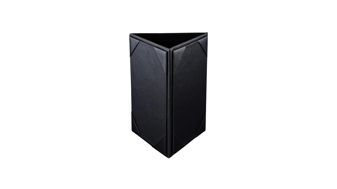 WeChef 10 Pack, 3-Side Triangle Menu Holder Black Leatherette Table Tent