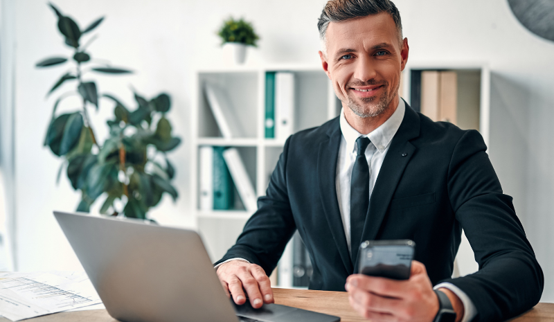 business man calculating tax