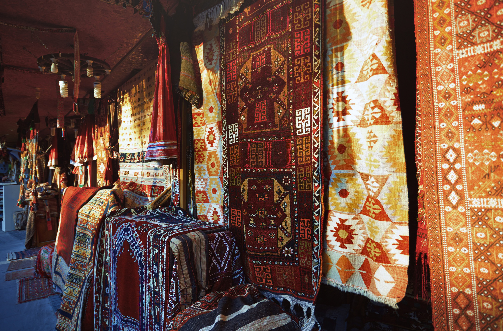 Carpet shop at the street market. Istanbul, Turkey