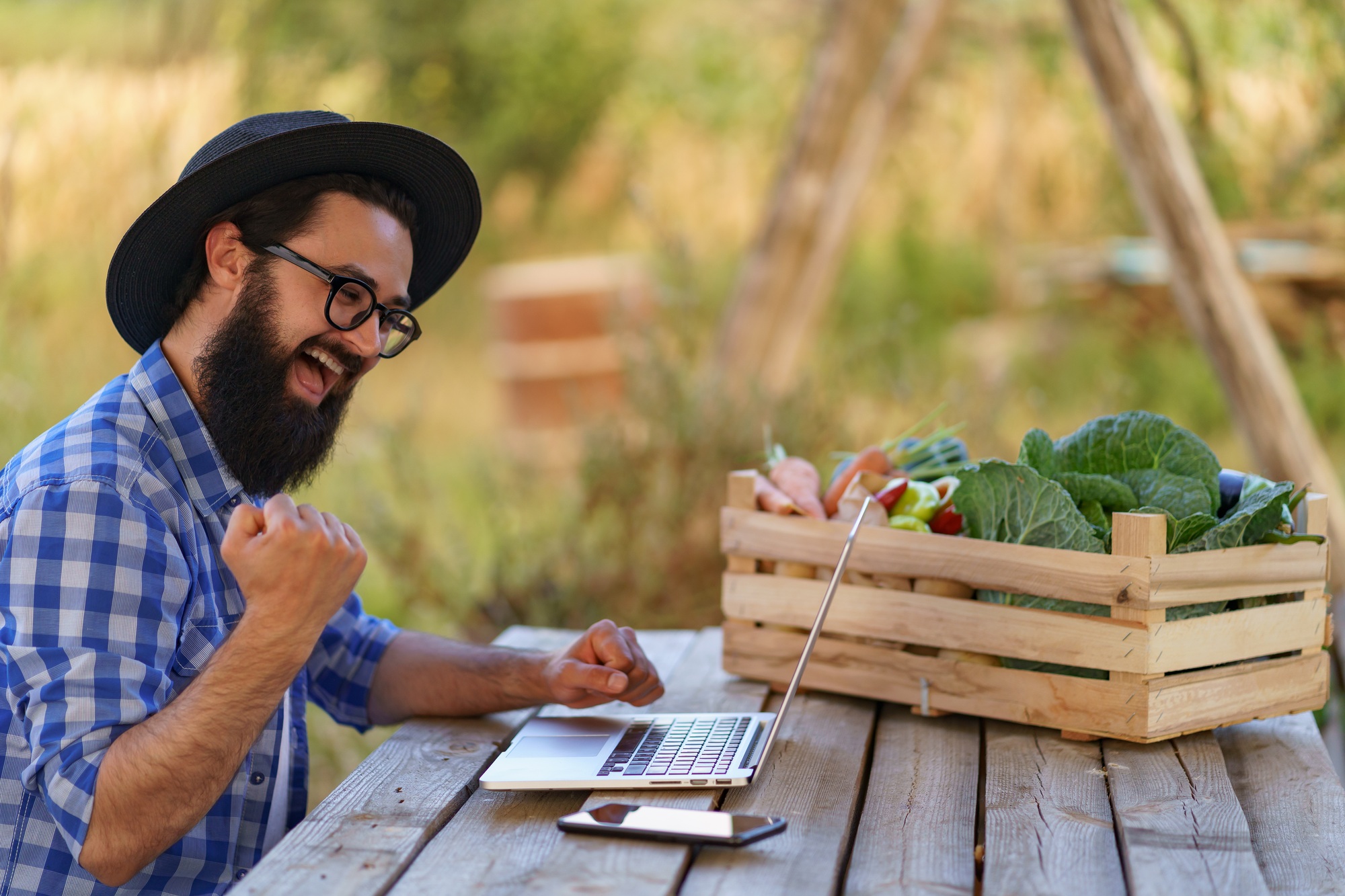 Farmer using technologies to sell his products