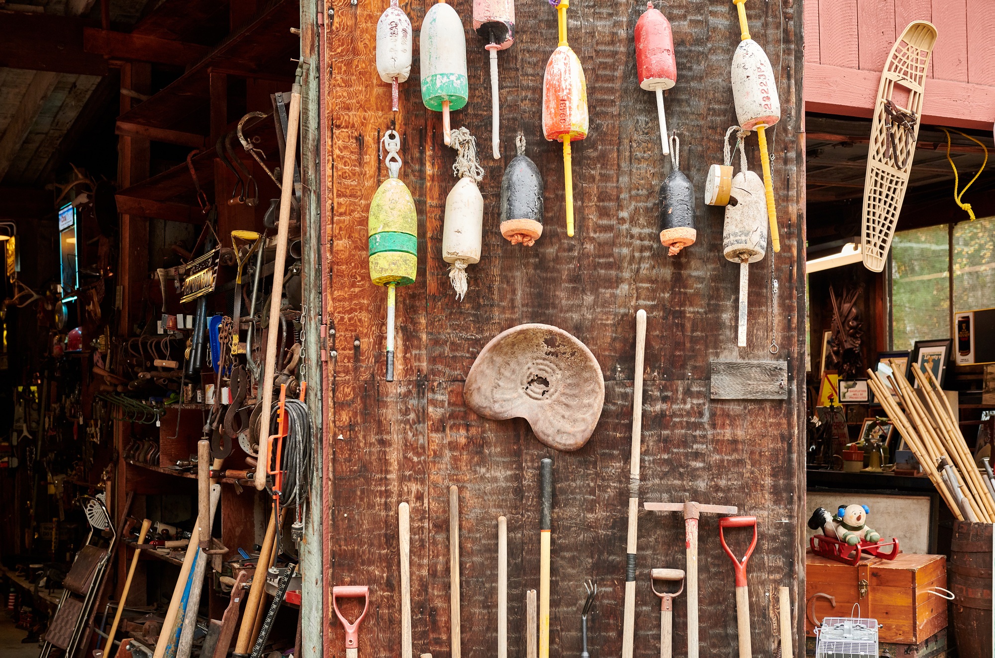 Fishing buoys at flea market