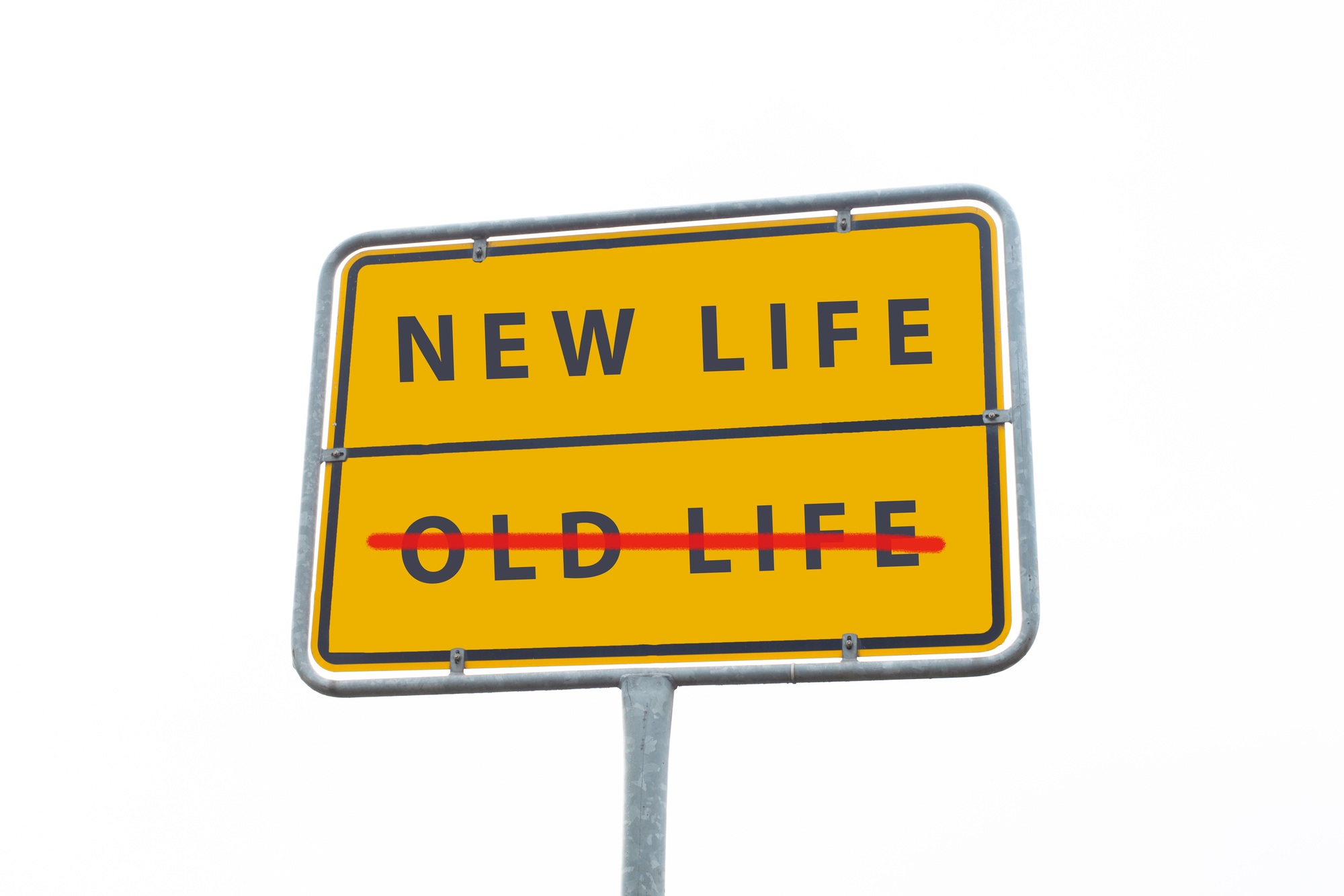Old and new life concept, choosing a new direction, changing lifestyle, looking forward