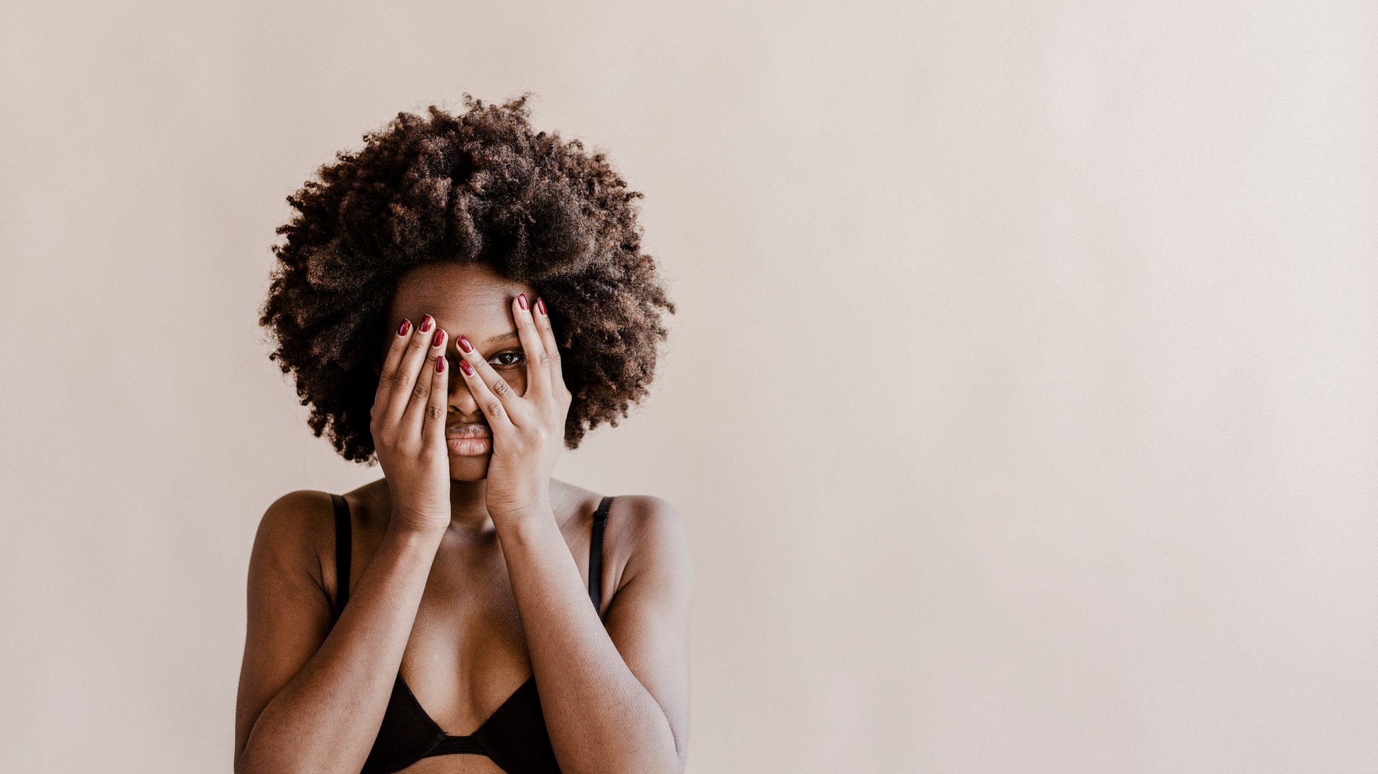 Beautiful black woman with afro hair  social template