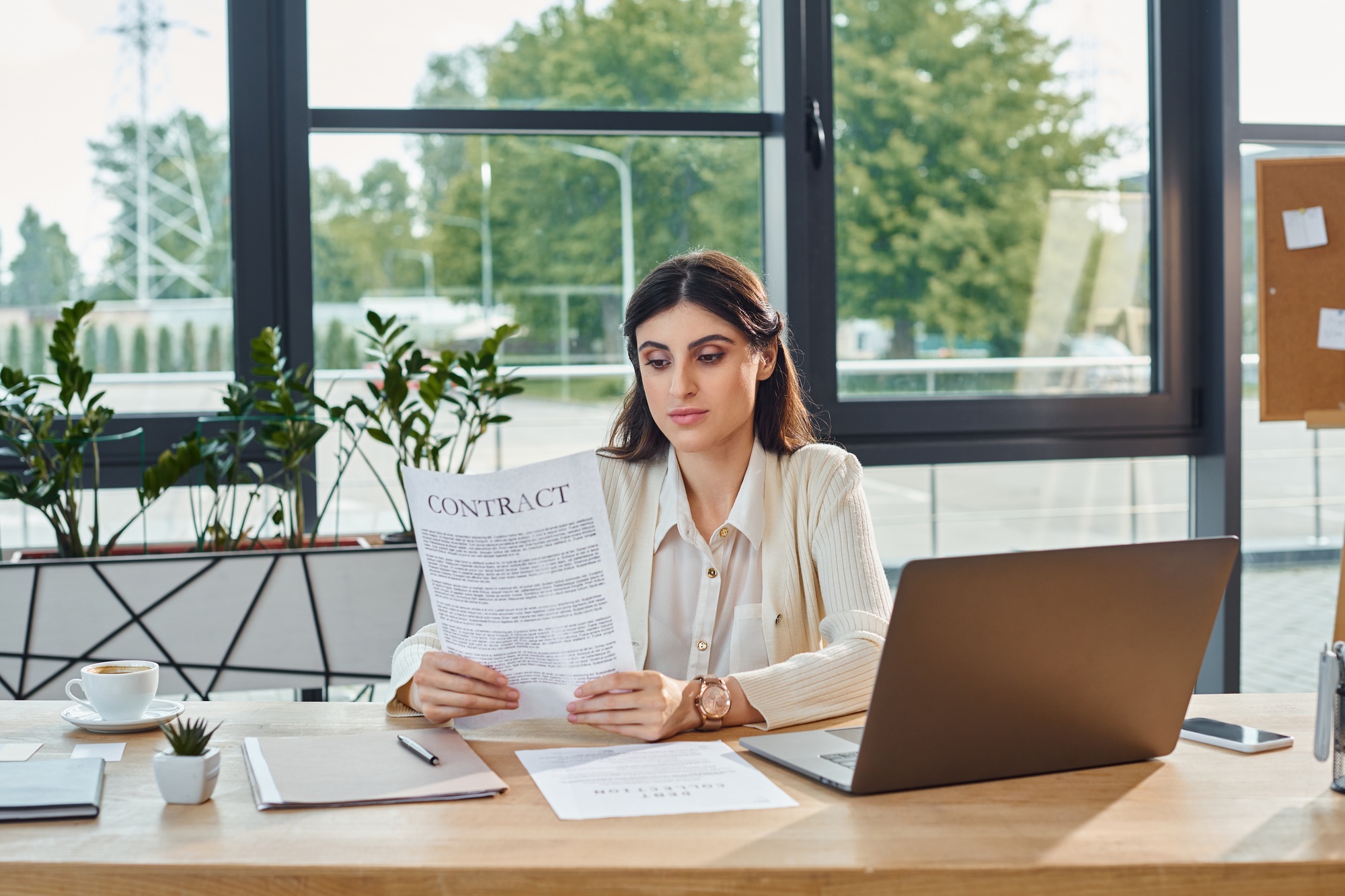 The analytical entrepreneur: a woman engrossed in a business strategy