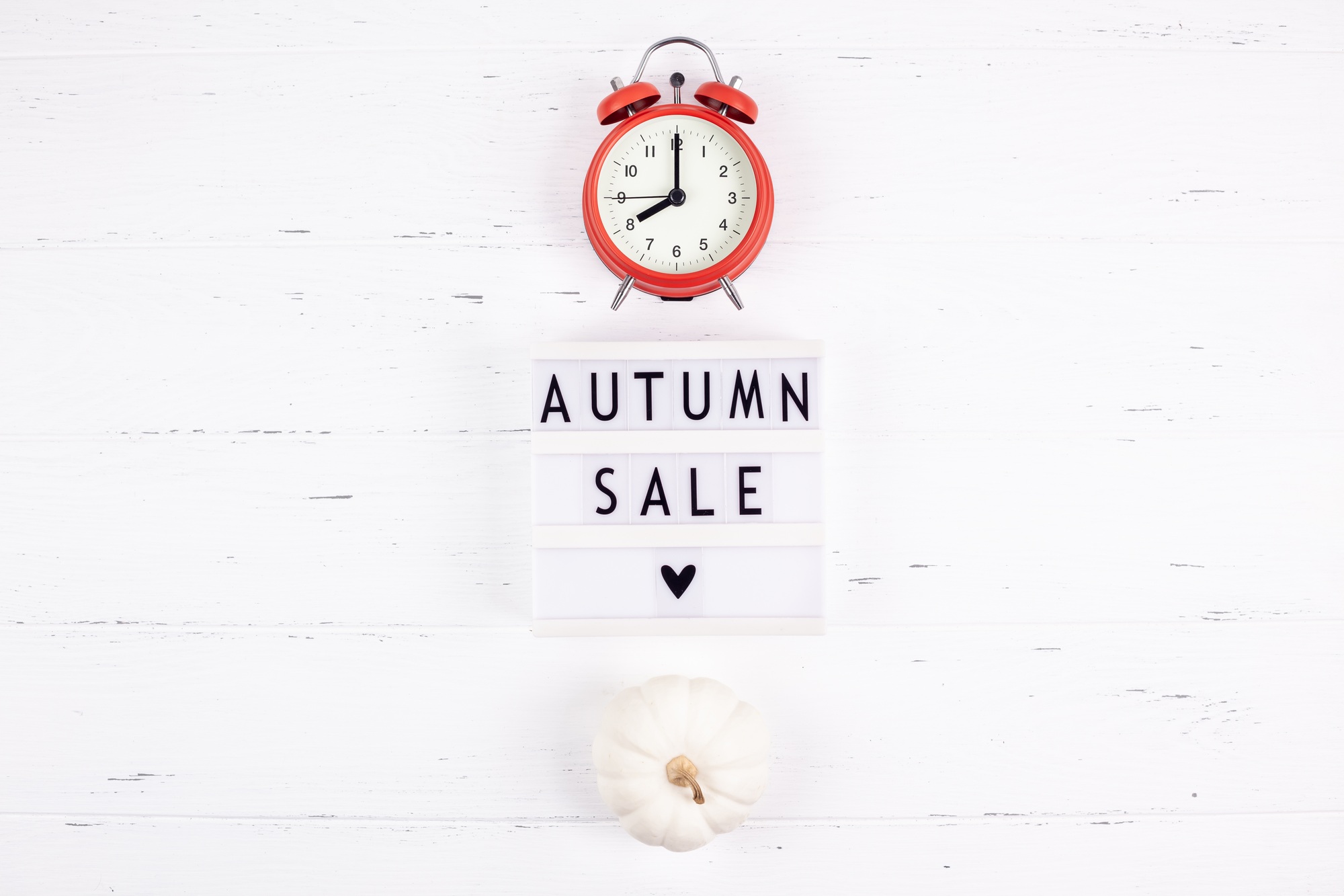 Autumn sale text on lightbox white background