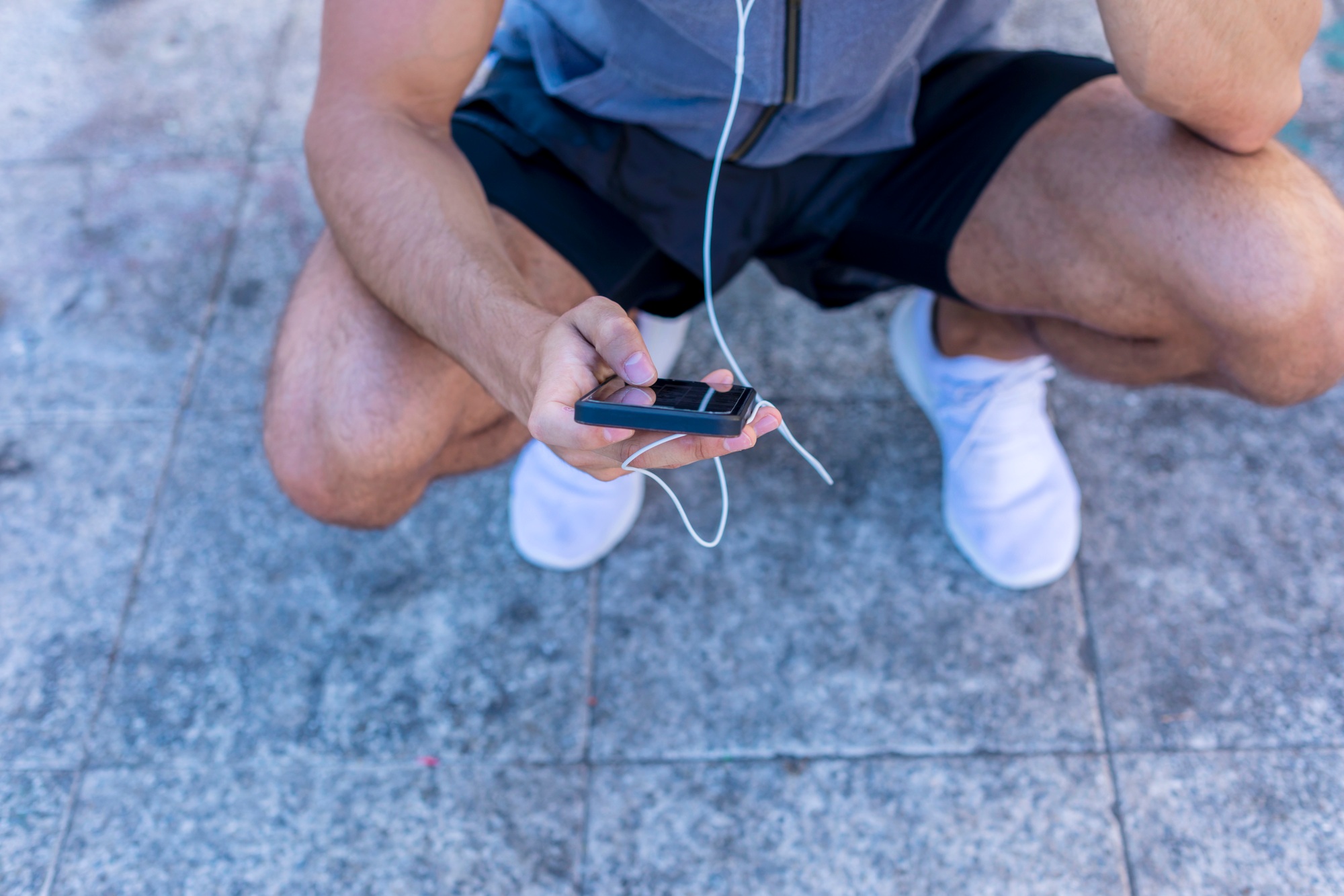 Close up of a Running man with a smart watch