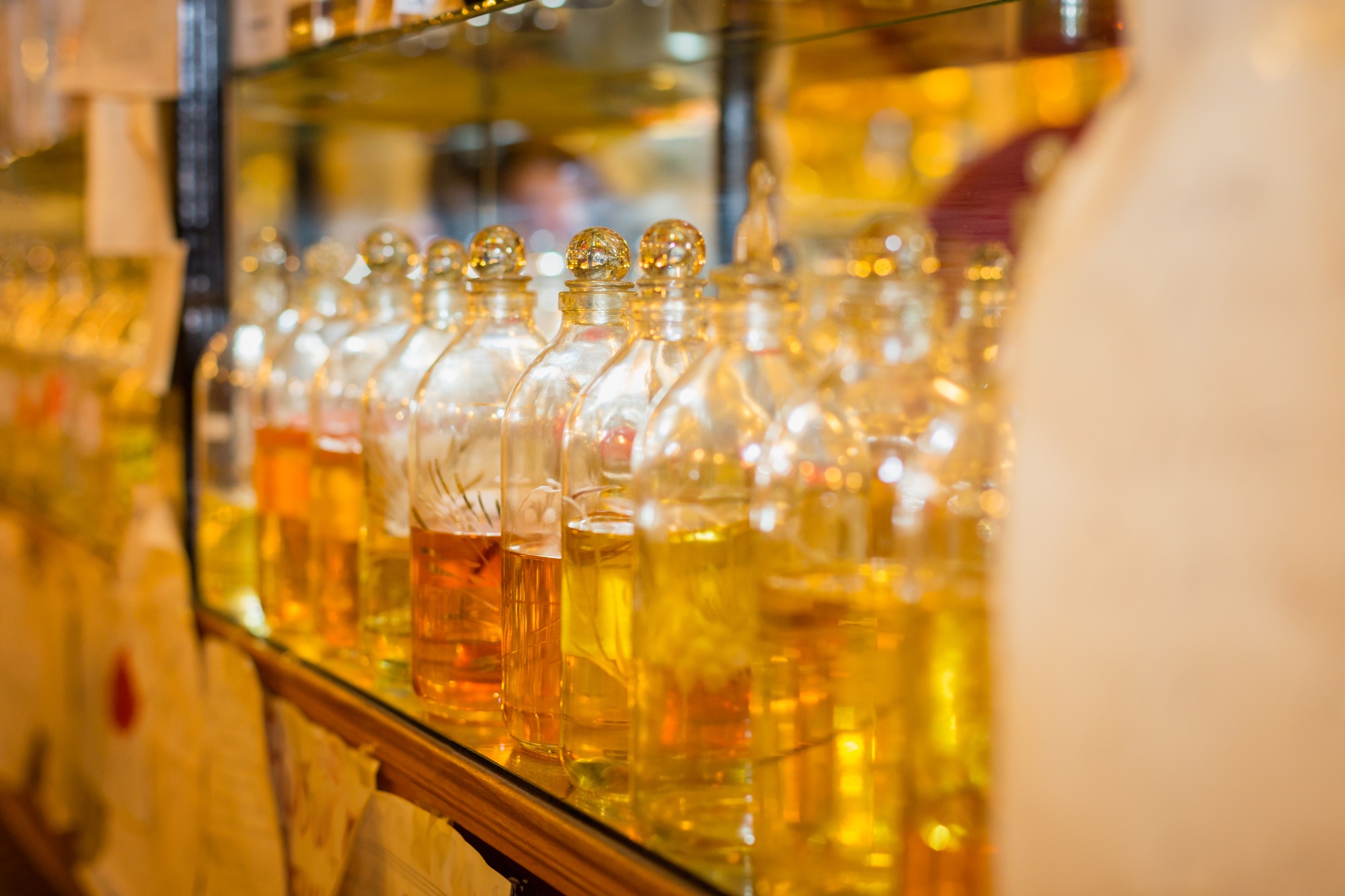 Glass perfume bottles based oils on Bazaar, market