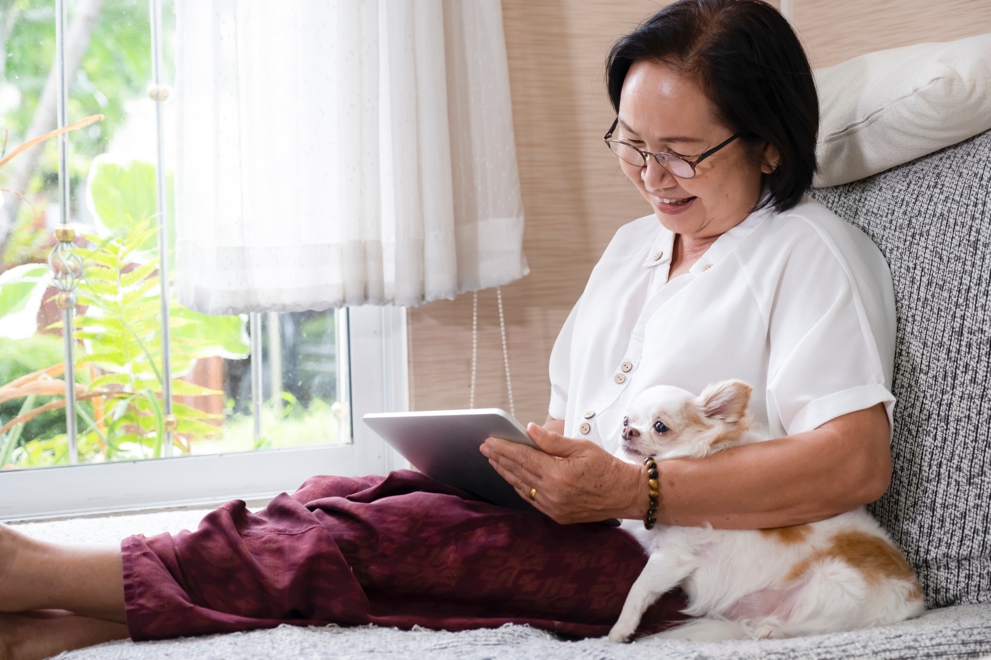 Happy elderly senior people society lifestyle technology concept.