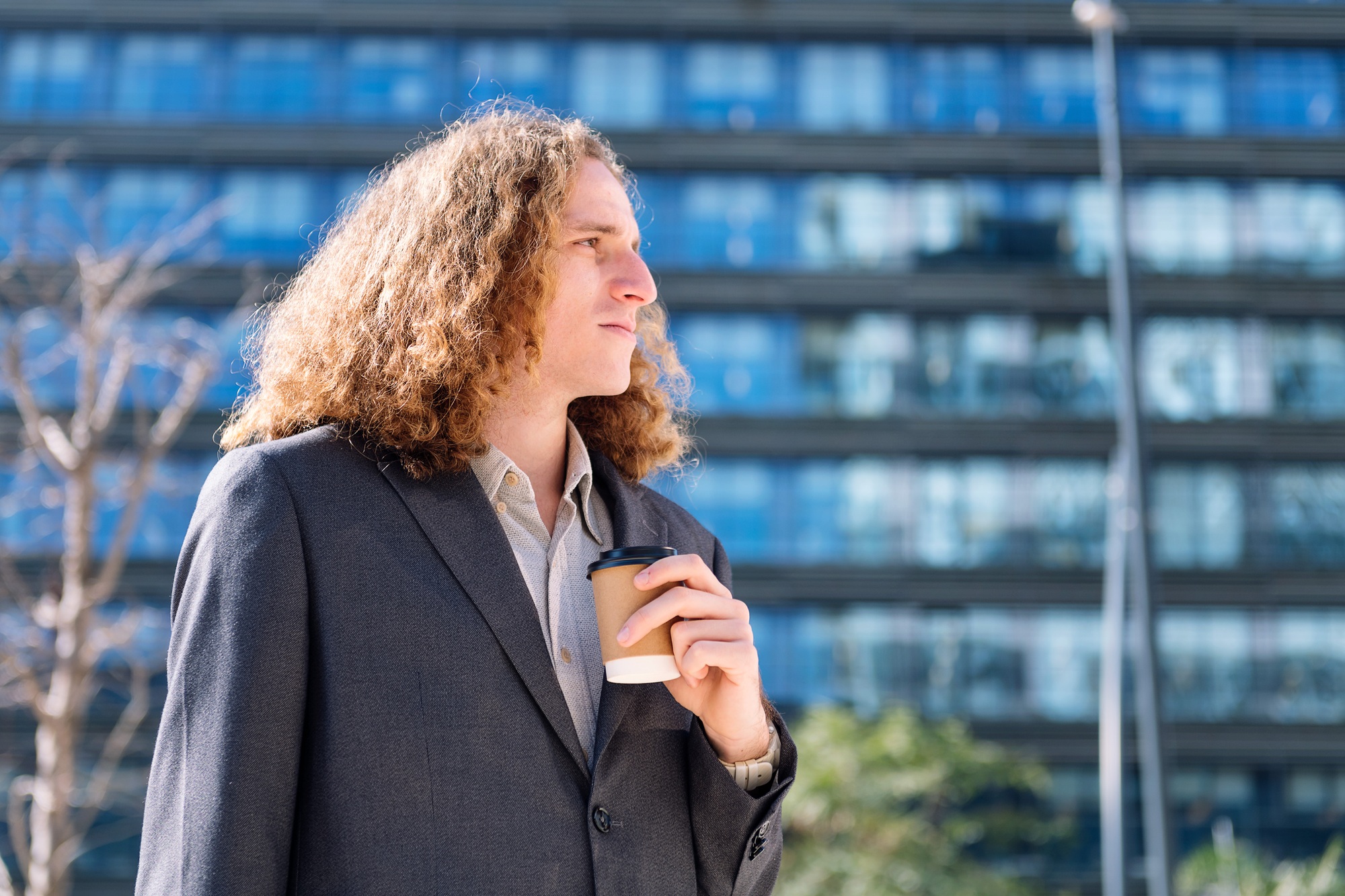 profile of a modern businessman outdoors