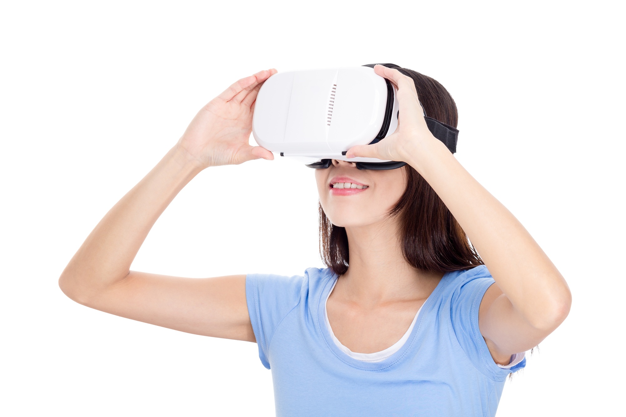 Woman getting experience using VR-headset