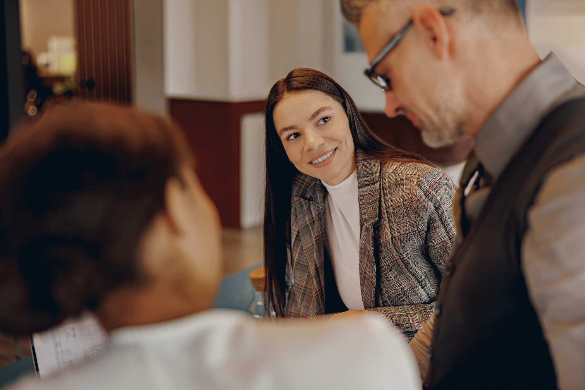 Joining a business meeting in a modern office for collaboration and development