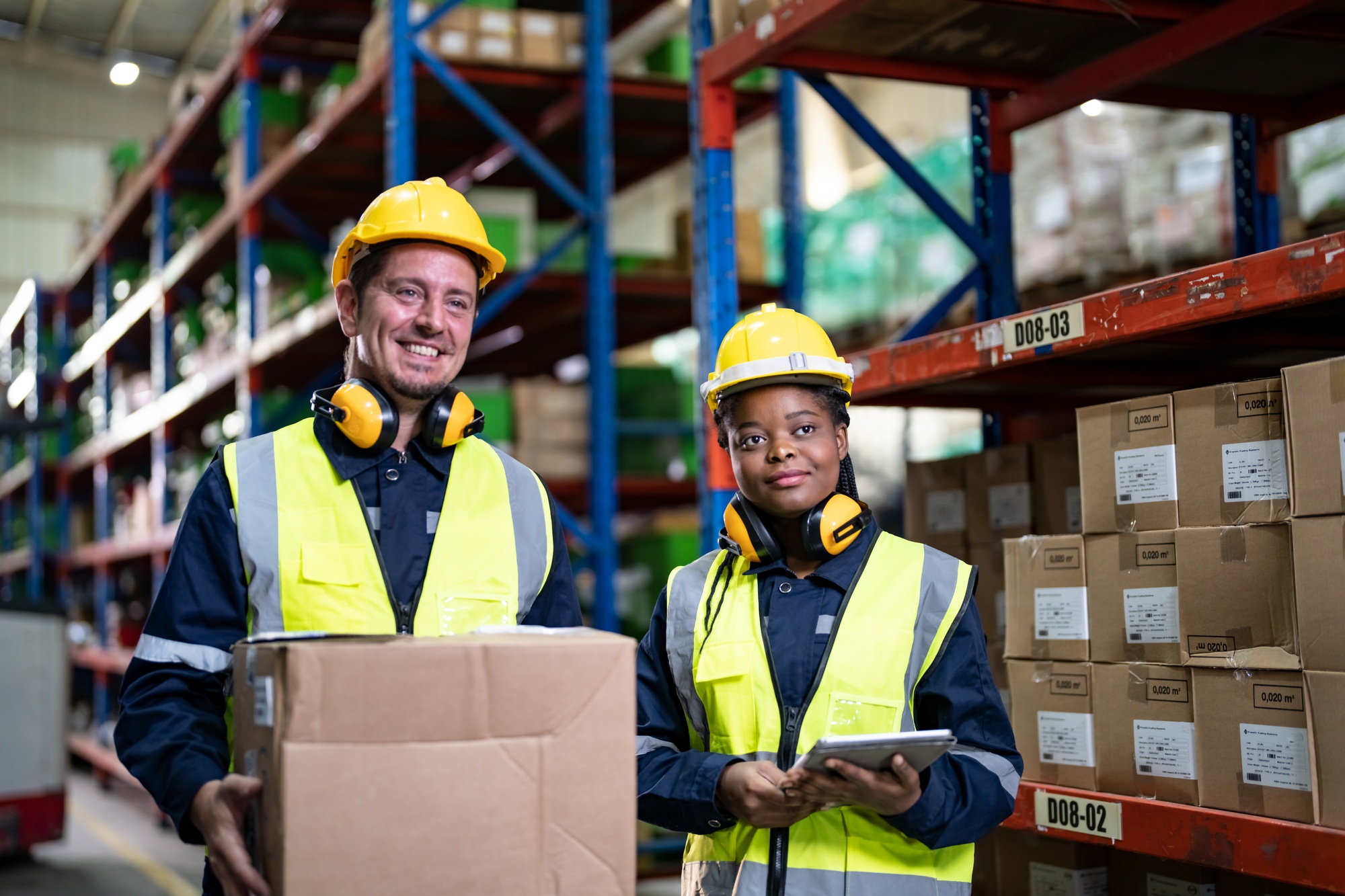 Warehouse workers checking the inventory.