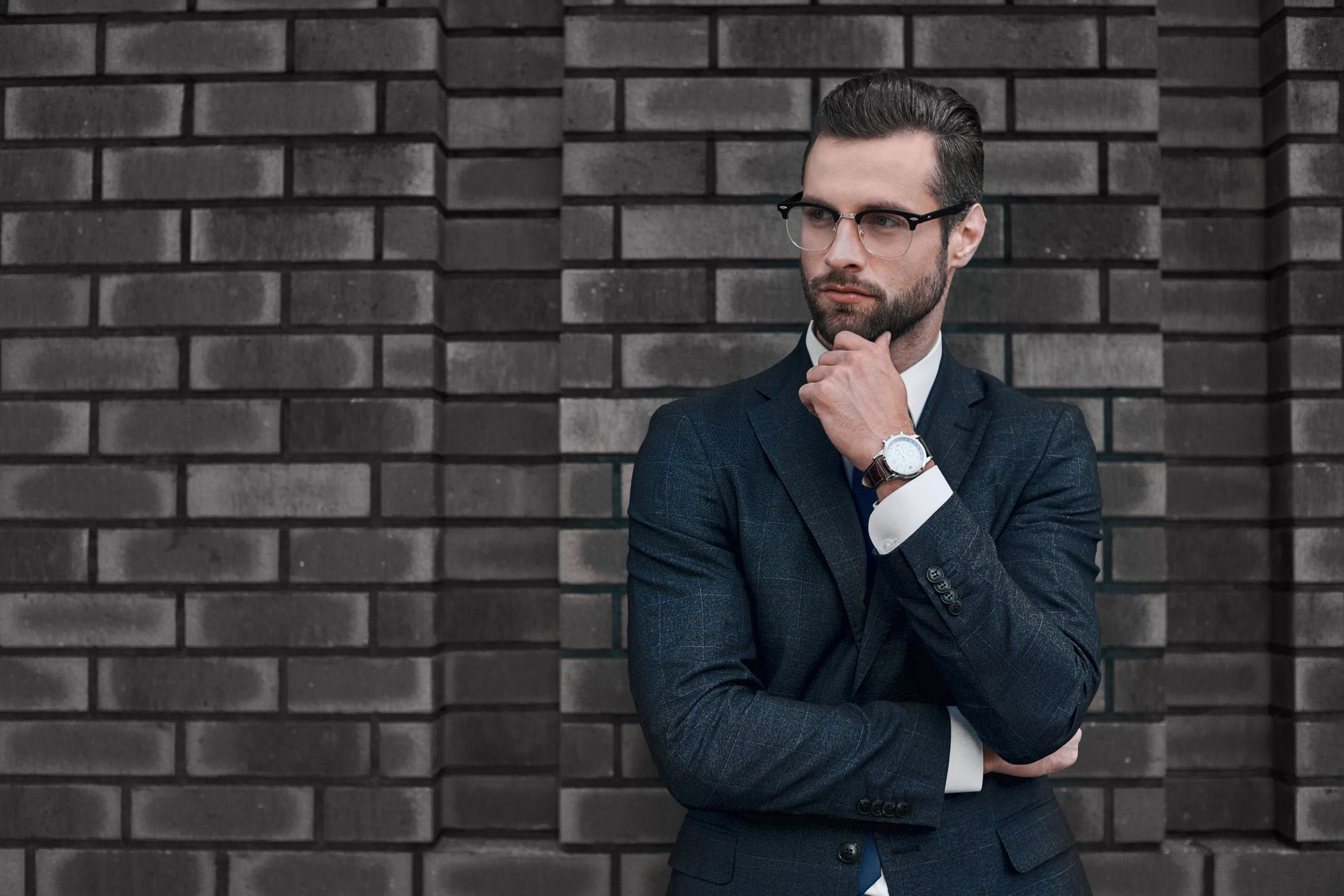 A young businessman thought about the future prospects
