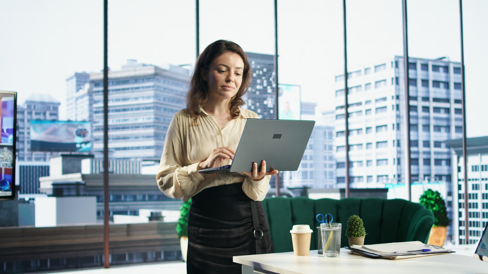 Ambitious woman director oversees a strategic review of the enterprise activity