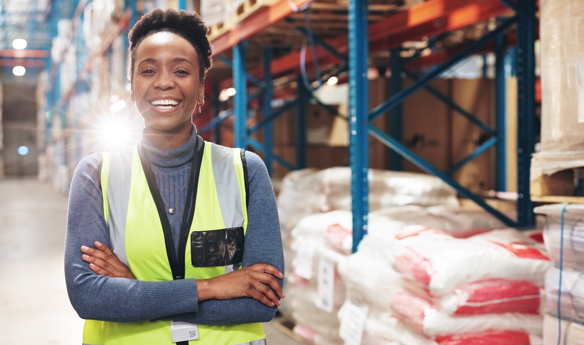 Black woman, portrait and supplier with confidence for logistics, shipment or inventory management