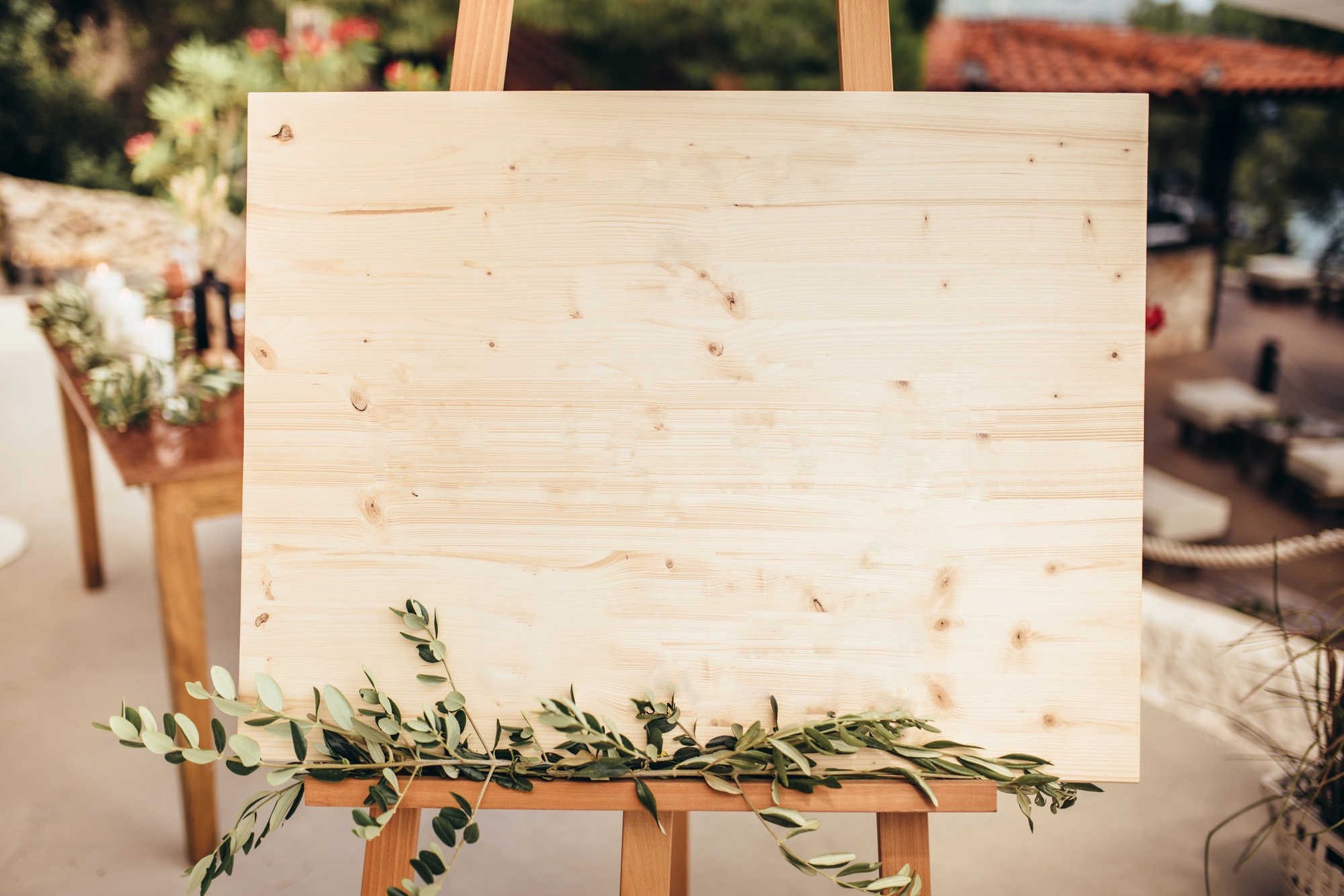 Blank board in wedding venue