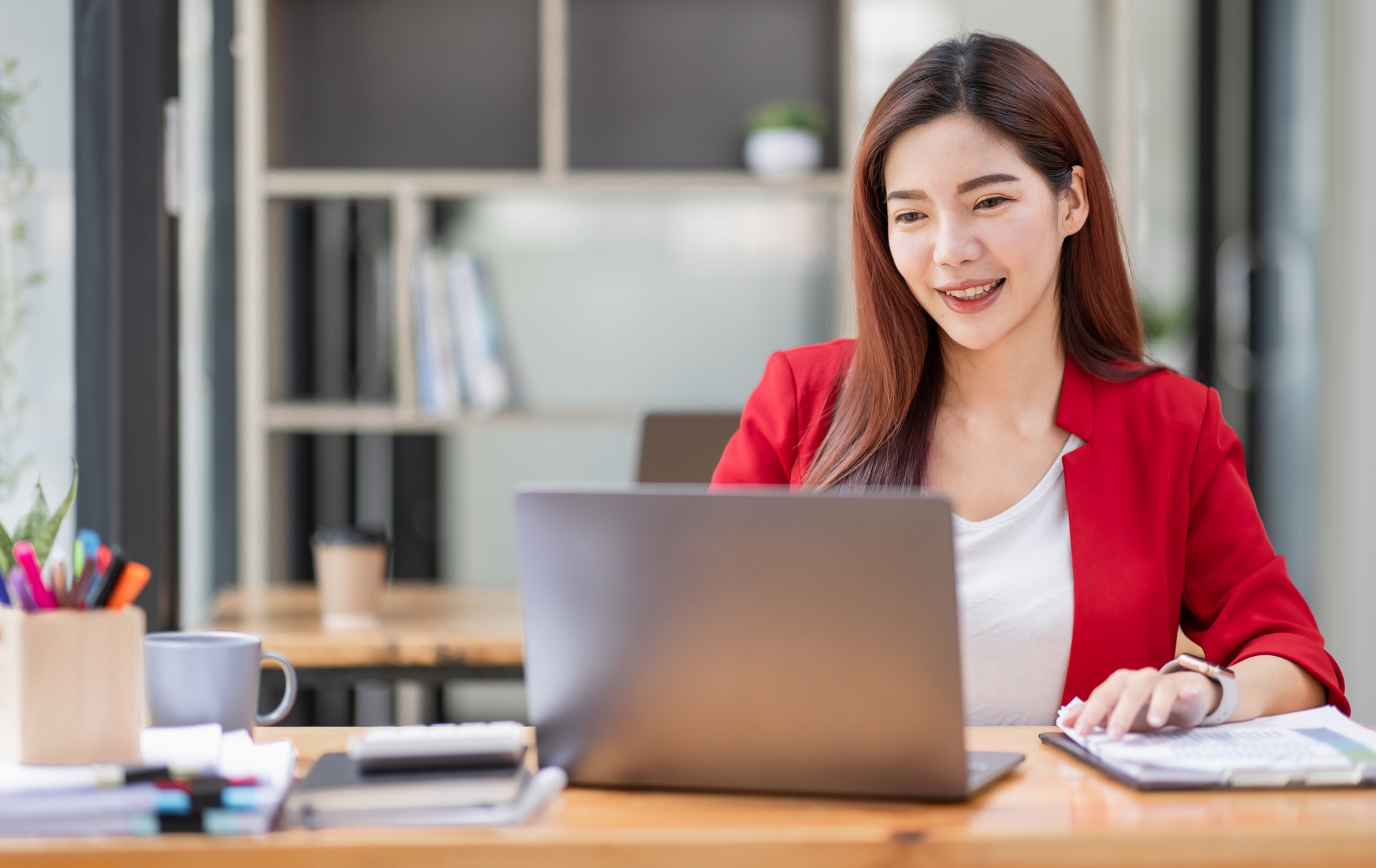 Business Documents, Auditor businesswoman checking searching document legal prepare paperwork or