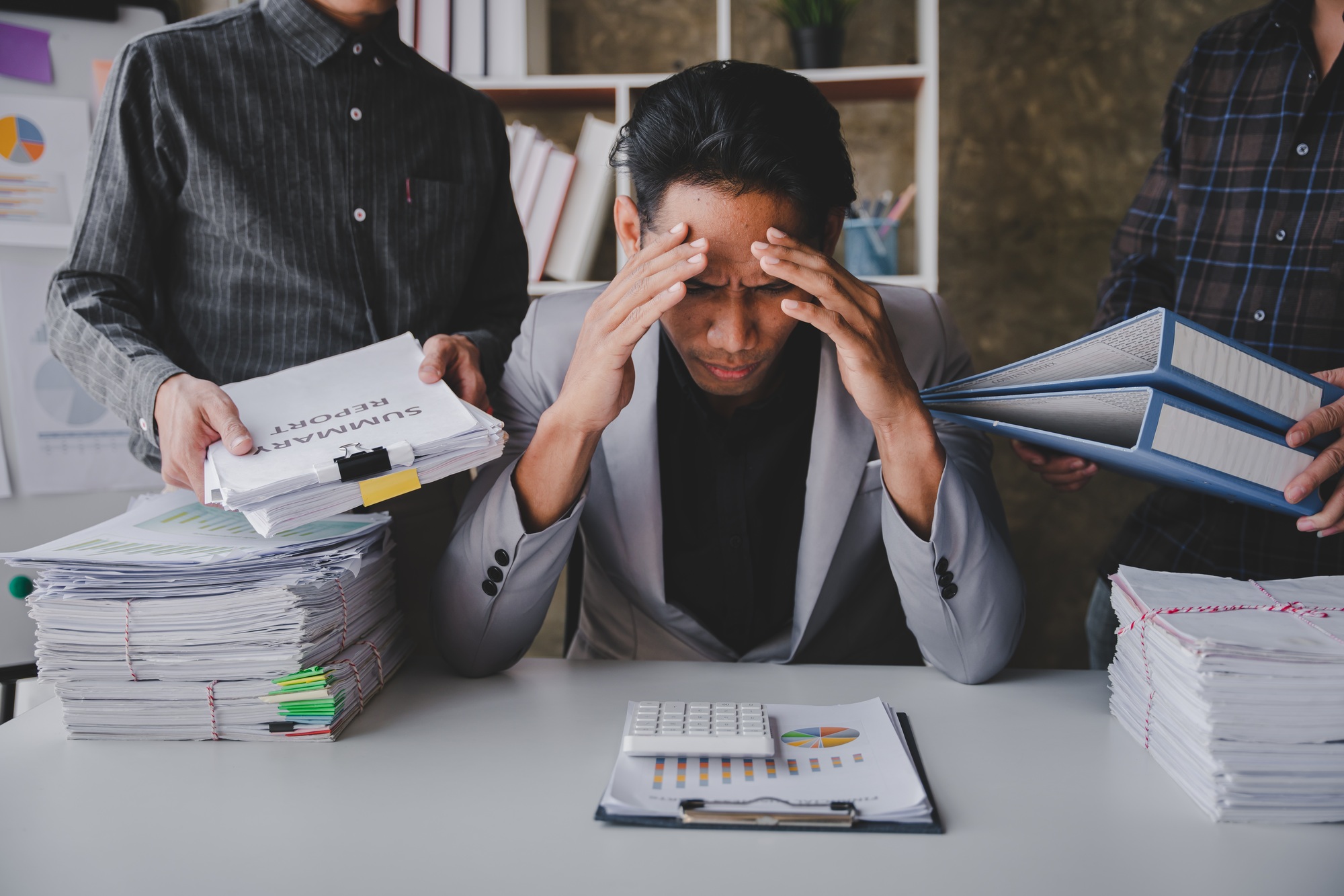 business documents businessman check legal document review Prepare documents or analysis reports, ta