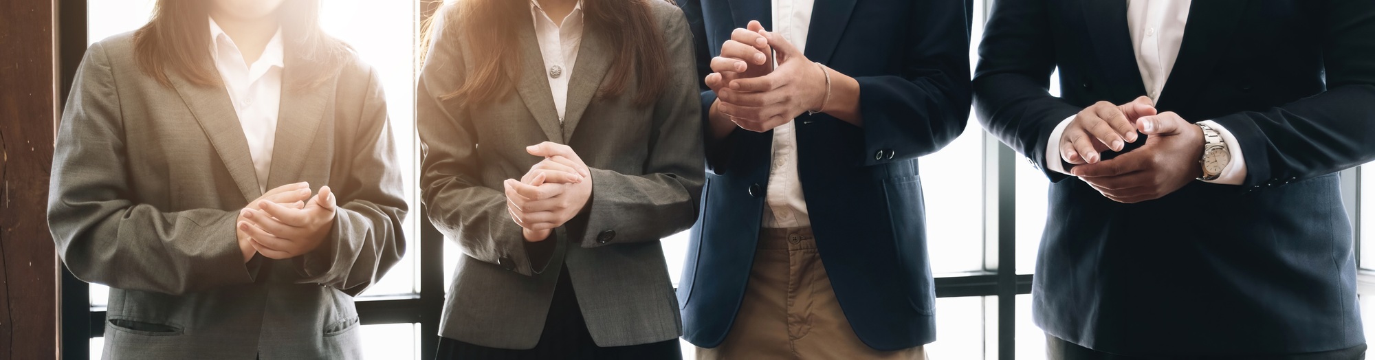Business people clapping their hands, congratulation and appreciation concepts