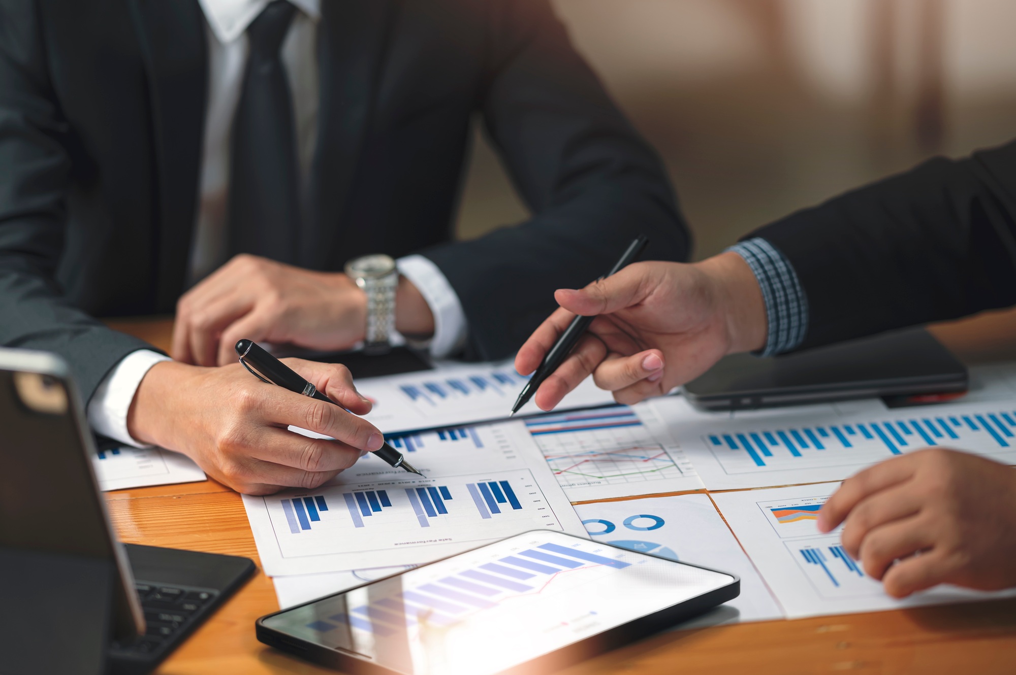 businessman working at office, planning the financial report, business plan investment