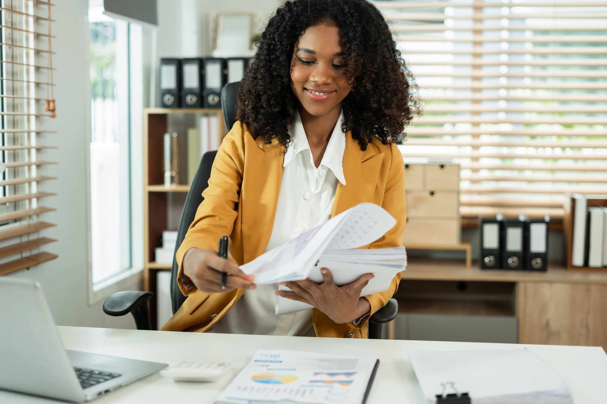 Businesswoman analyzing business enterprise data management