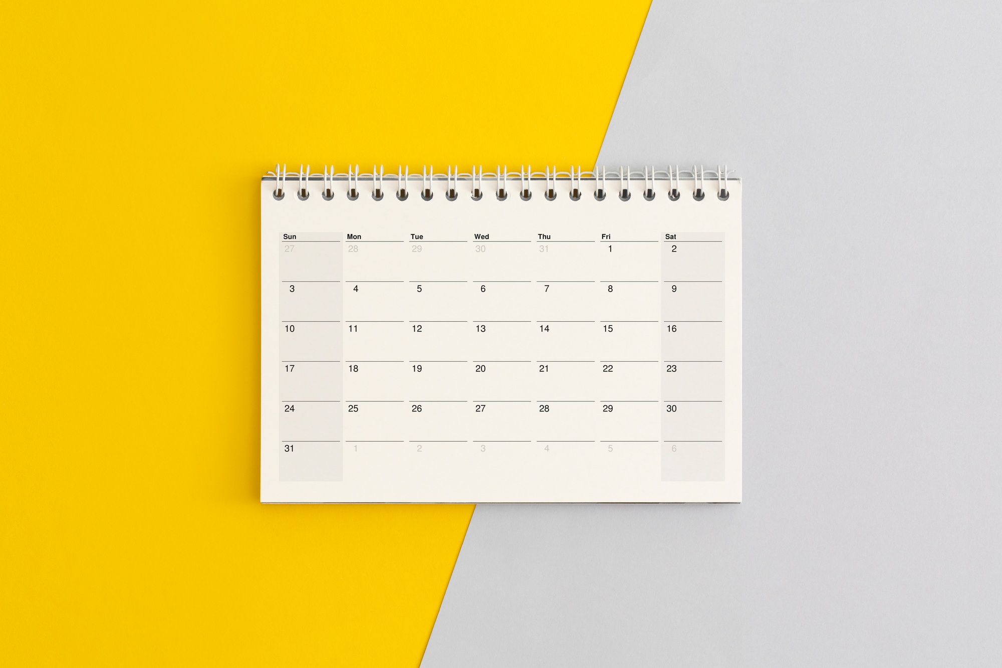 Calendar page on color background. Business planning