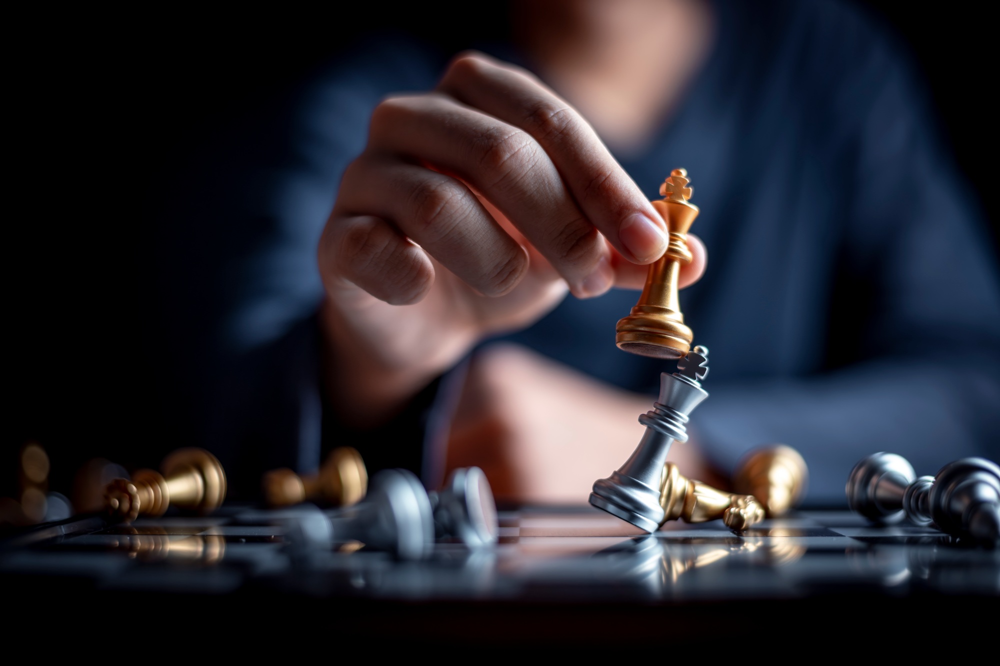 Chess game on chess board strategy competitive ideas concept strategy game as business challenge com