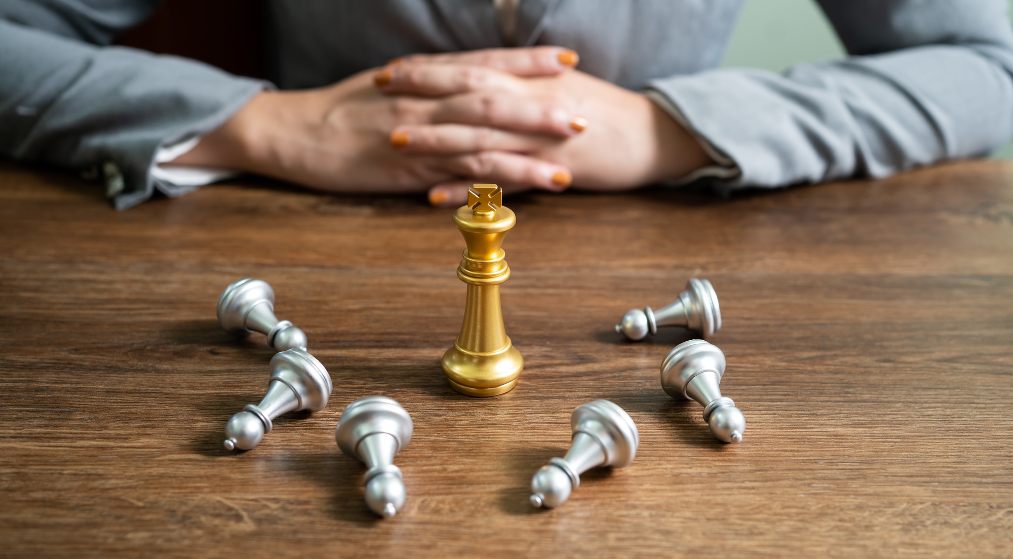 Chess leadership victory concept with gold winner stand alone