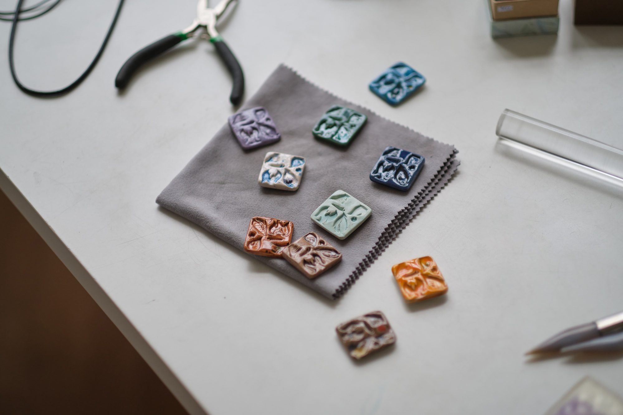 Craft jewelery making with professional tools. A handmade jeweler process, manufacture of jewellery.