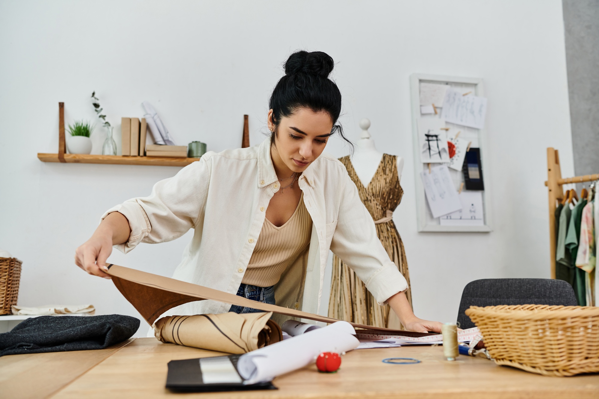 Creative Upcycling: Woman Crafting Eco-friendly Project