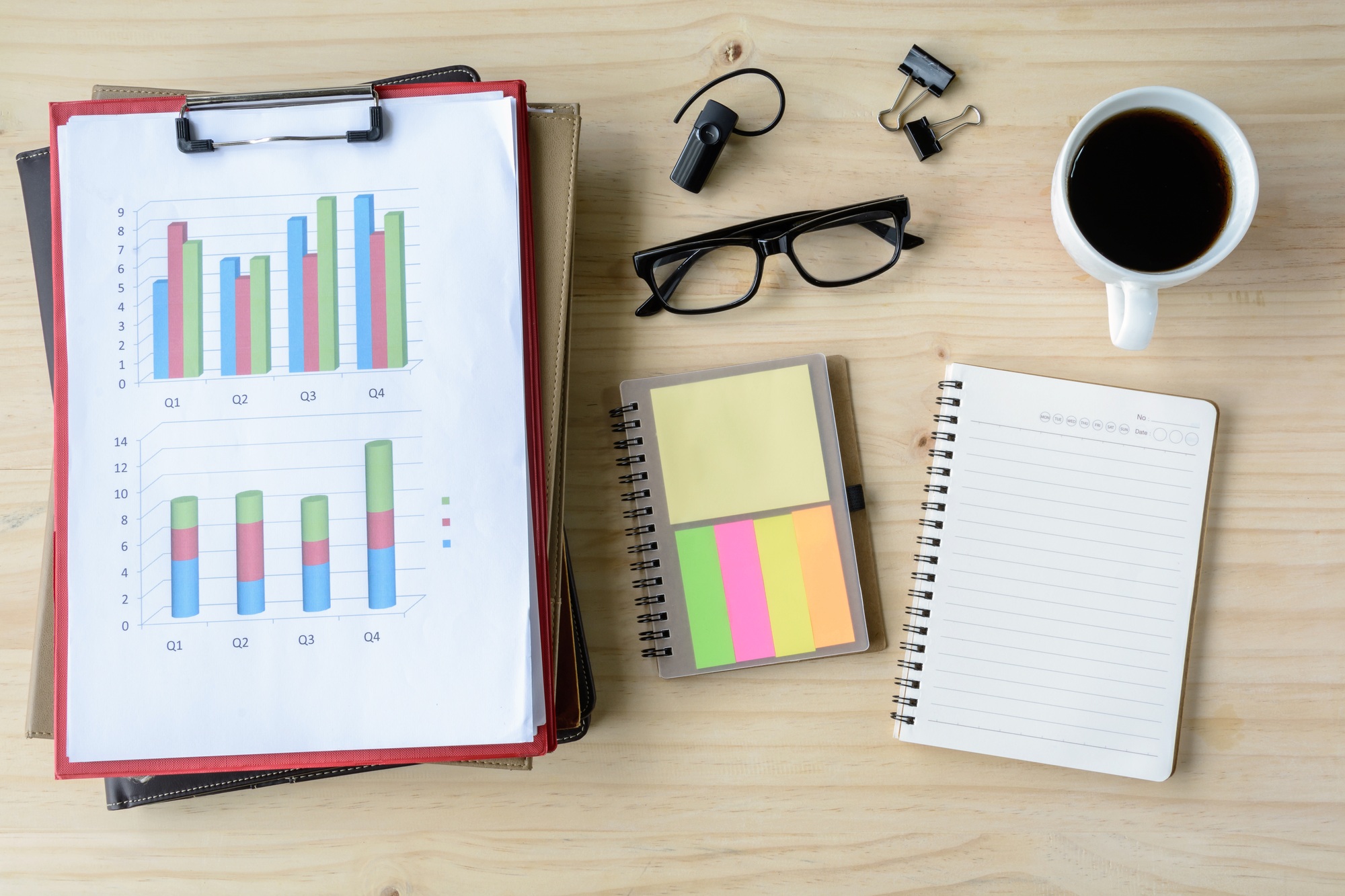 Desk office business financial Graph analysis with laptop