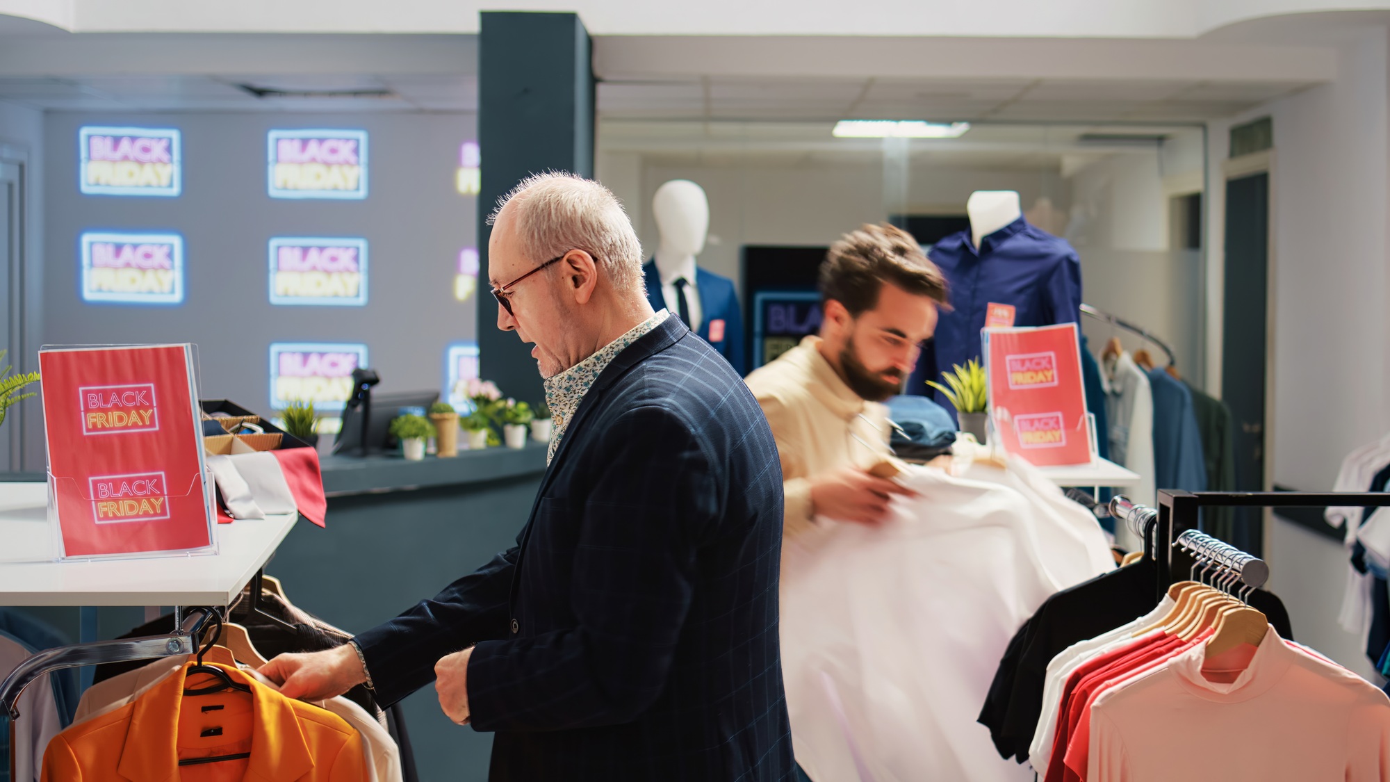 Diverse people shopping in retail store