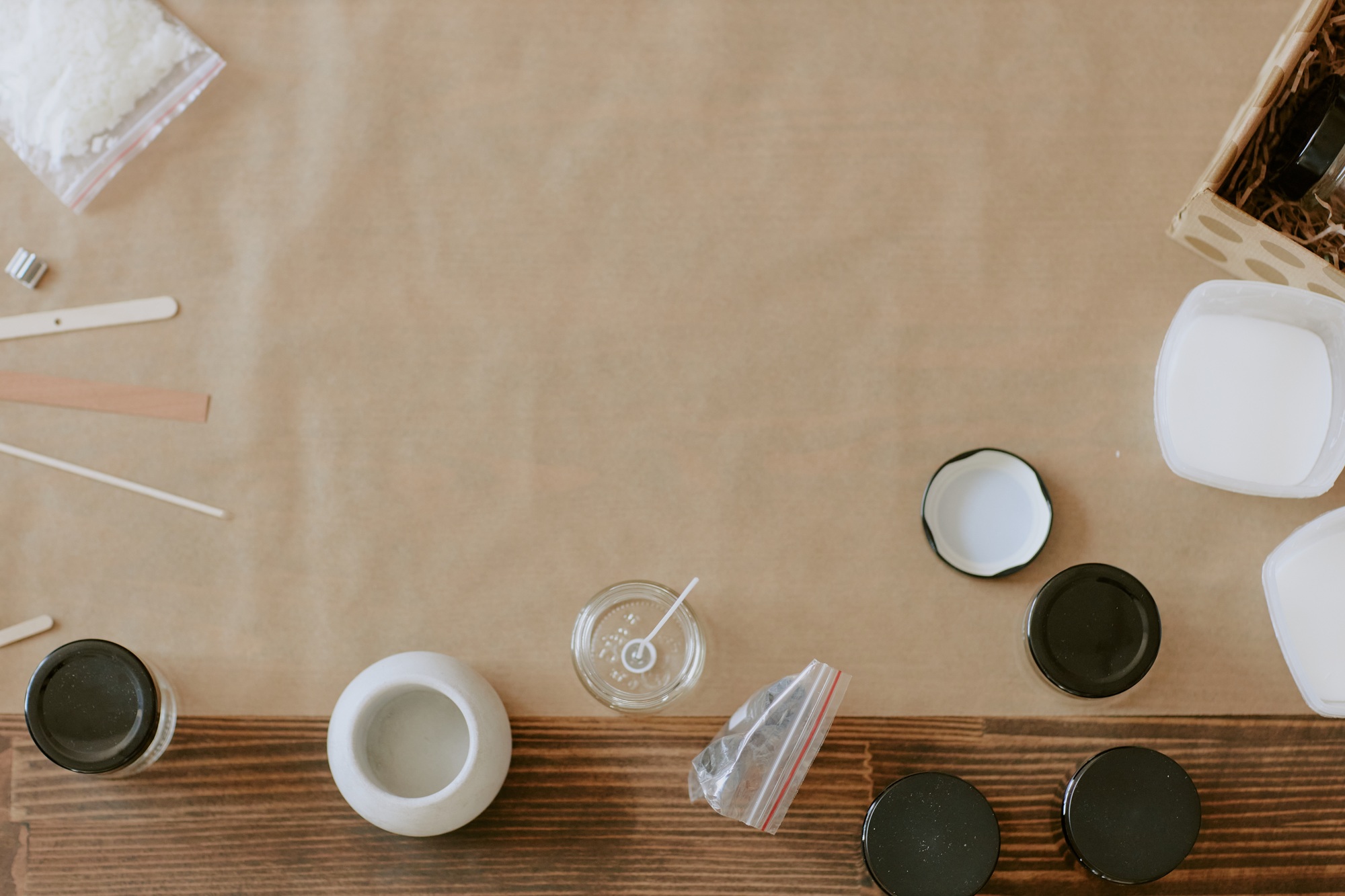 DIY Soap Making Supplies Arranged on Workspace