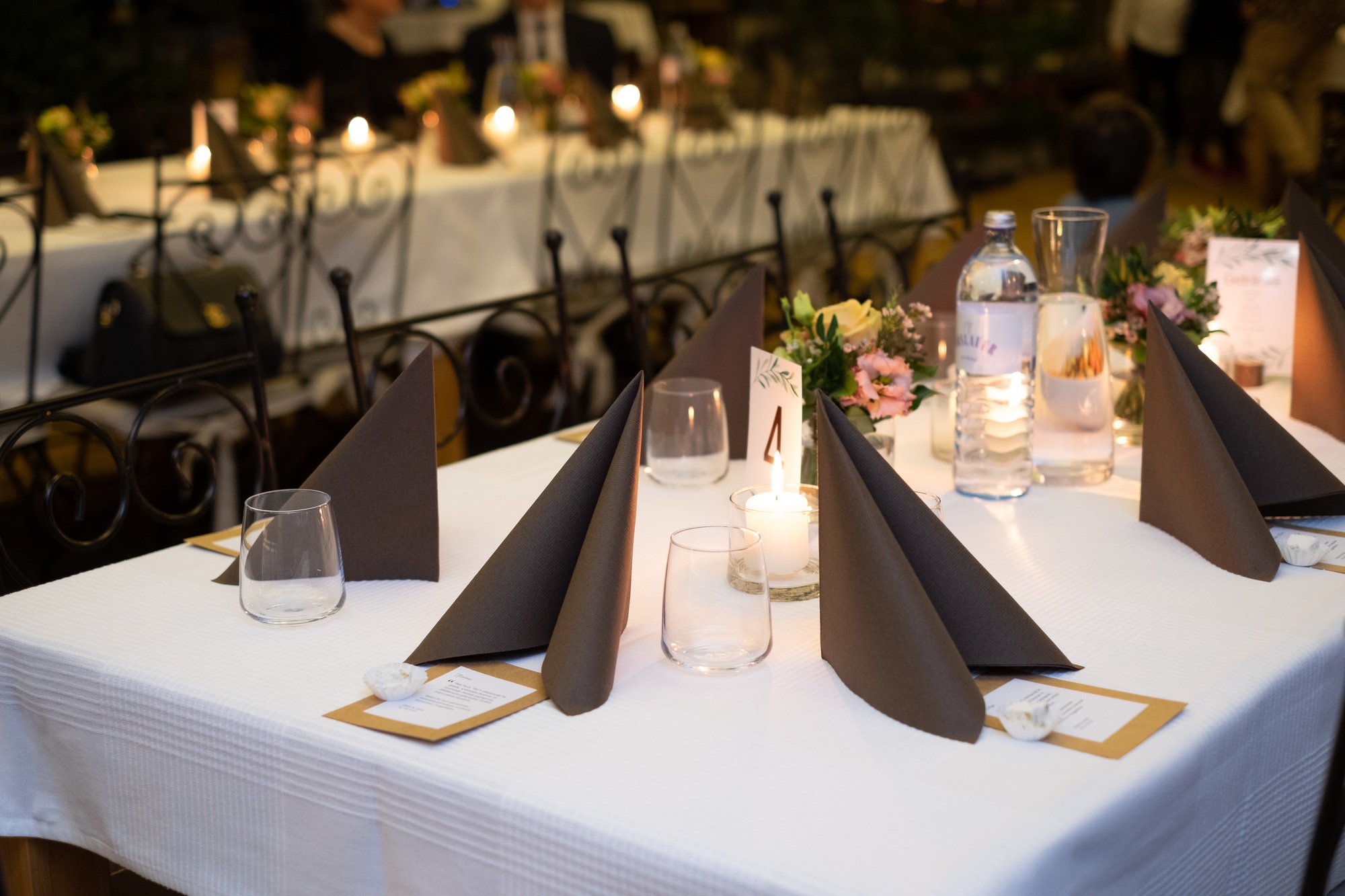 Elegant table set up in a wedding reception