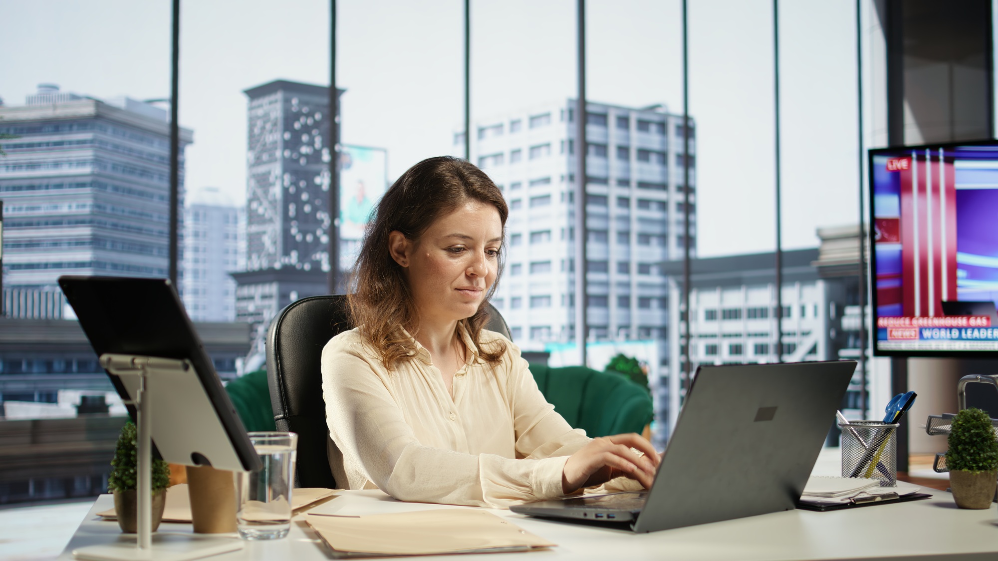 Female CEO strategically planning activity for business growth and development