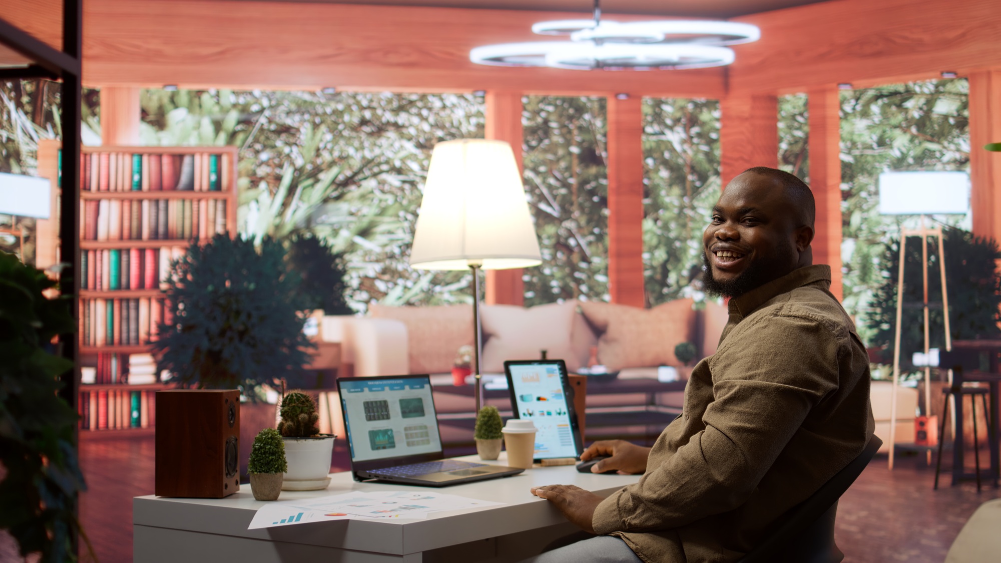 General manager examines financial reports and performance metrics