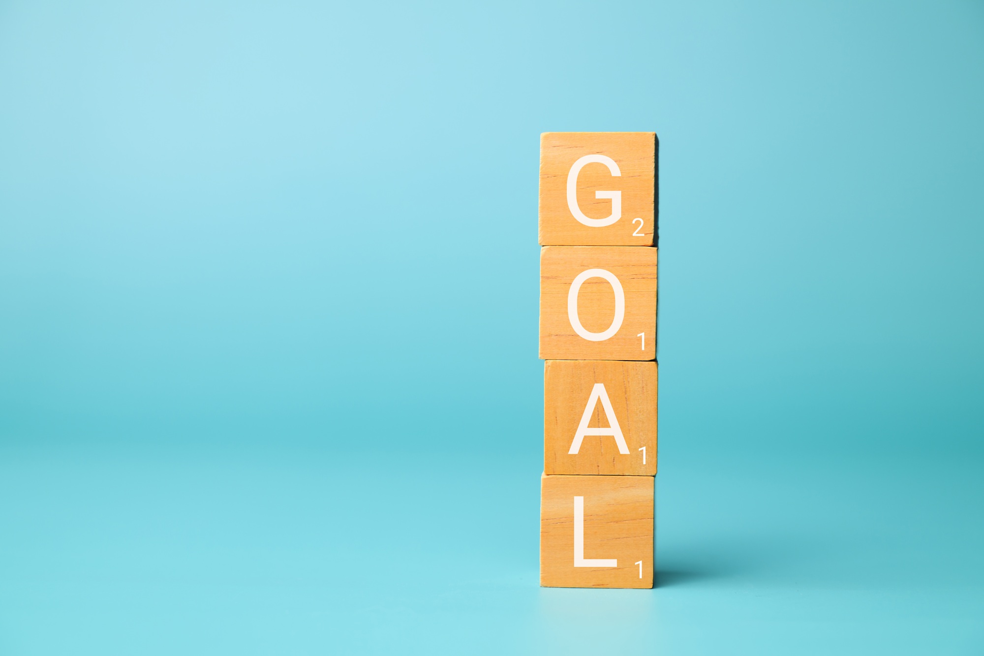 GOAL word on wooden block, Business goal concept