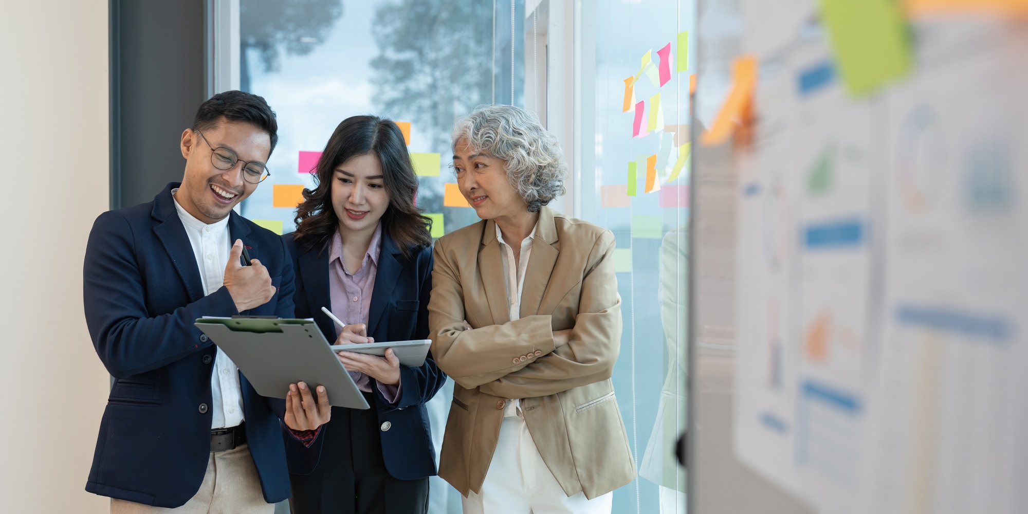 Group of Business people discuss a marketing strategy to improve the quality of their sales in the